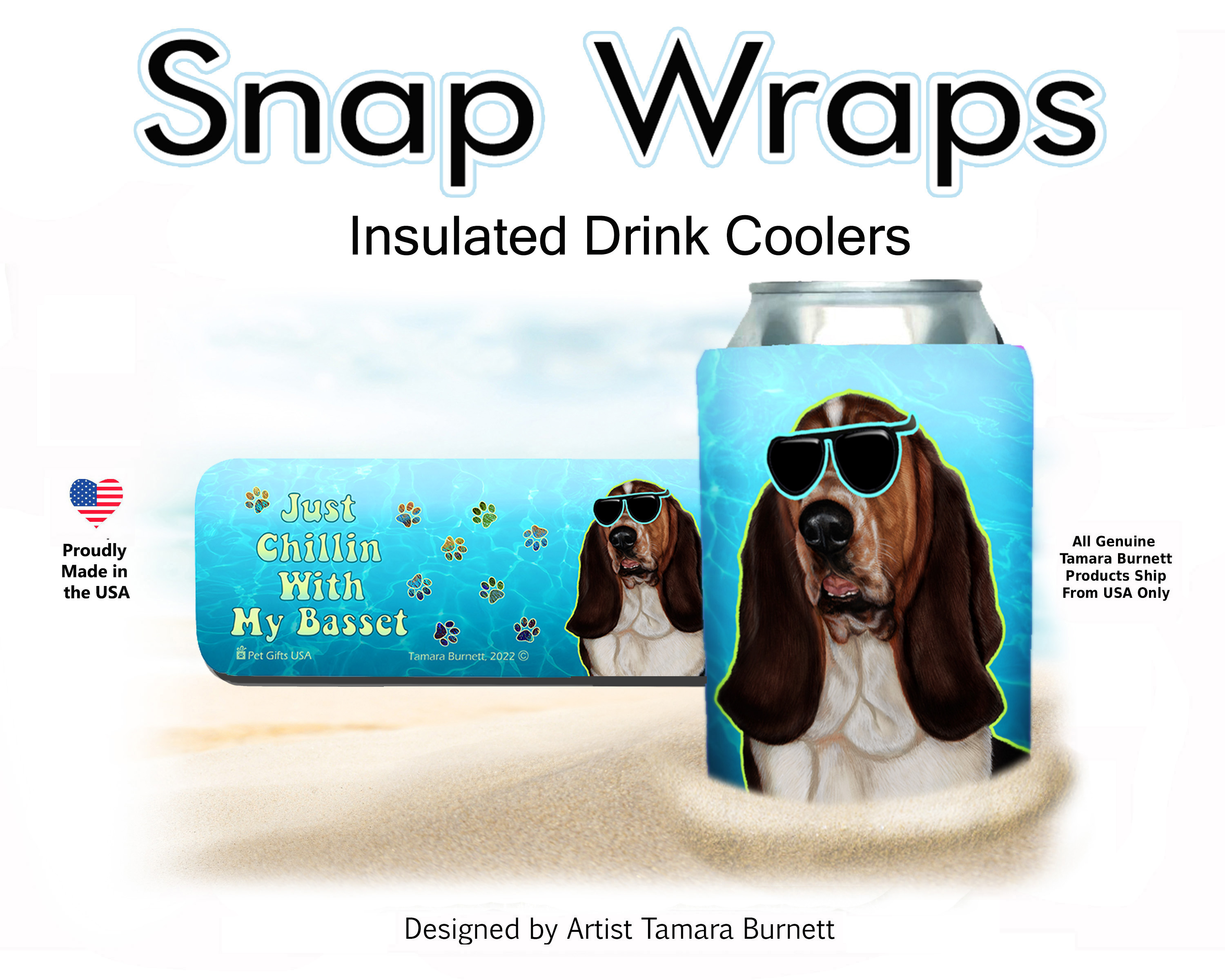 Basset Tri Color Snap Wrap Insulated Drink Holder image