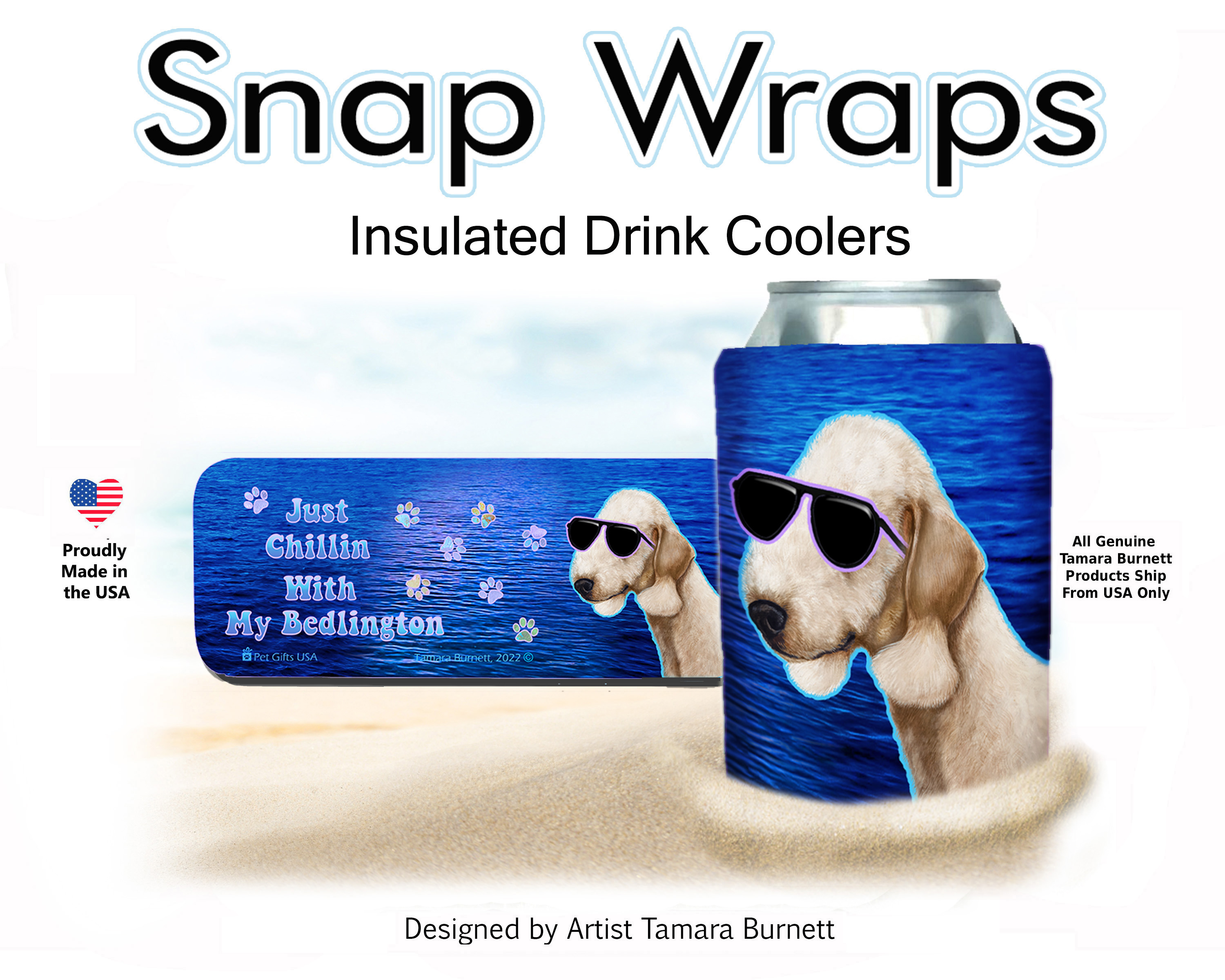 Bedlington Terrier Sandy Snap Wrap Insulated Drink Holder image