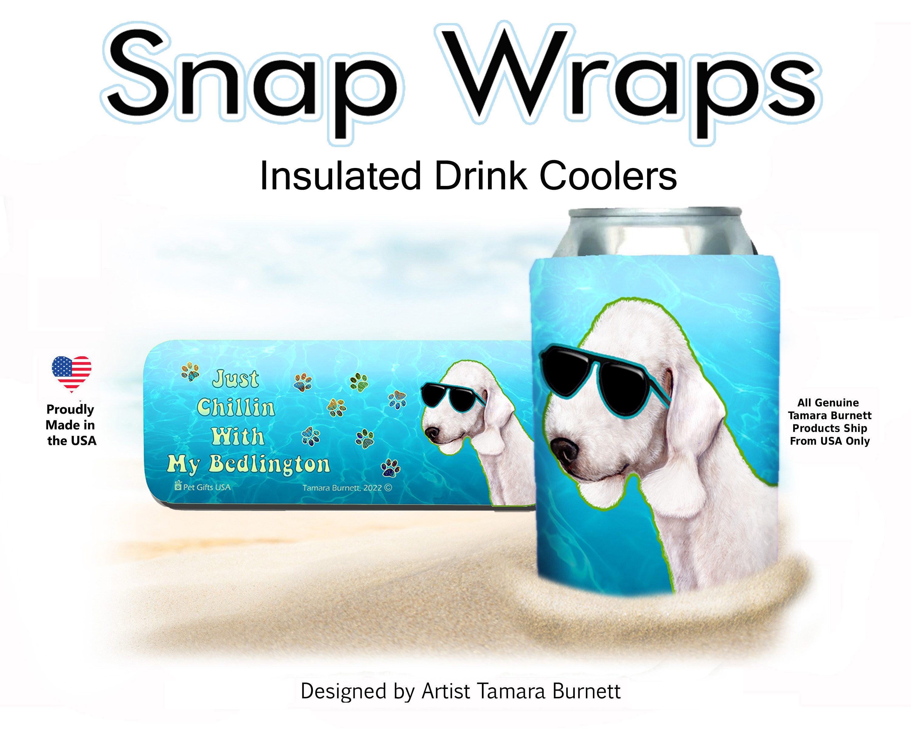Bedlington Terrier White Snap Wrap Insulated Drink Holder image