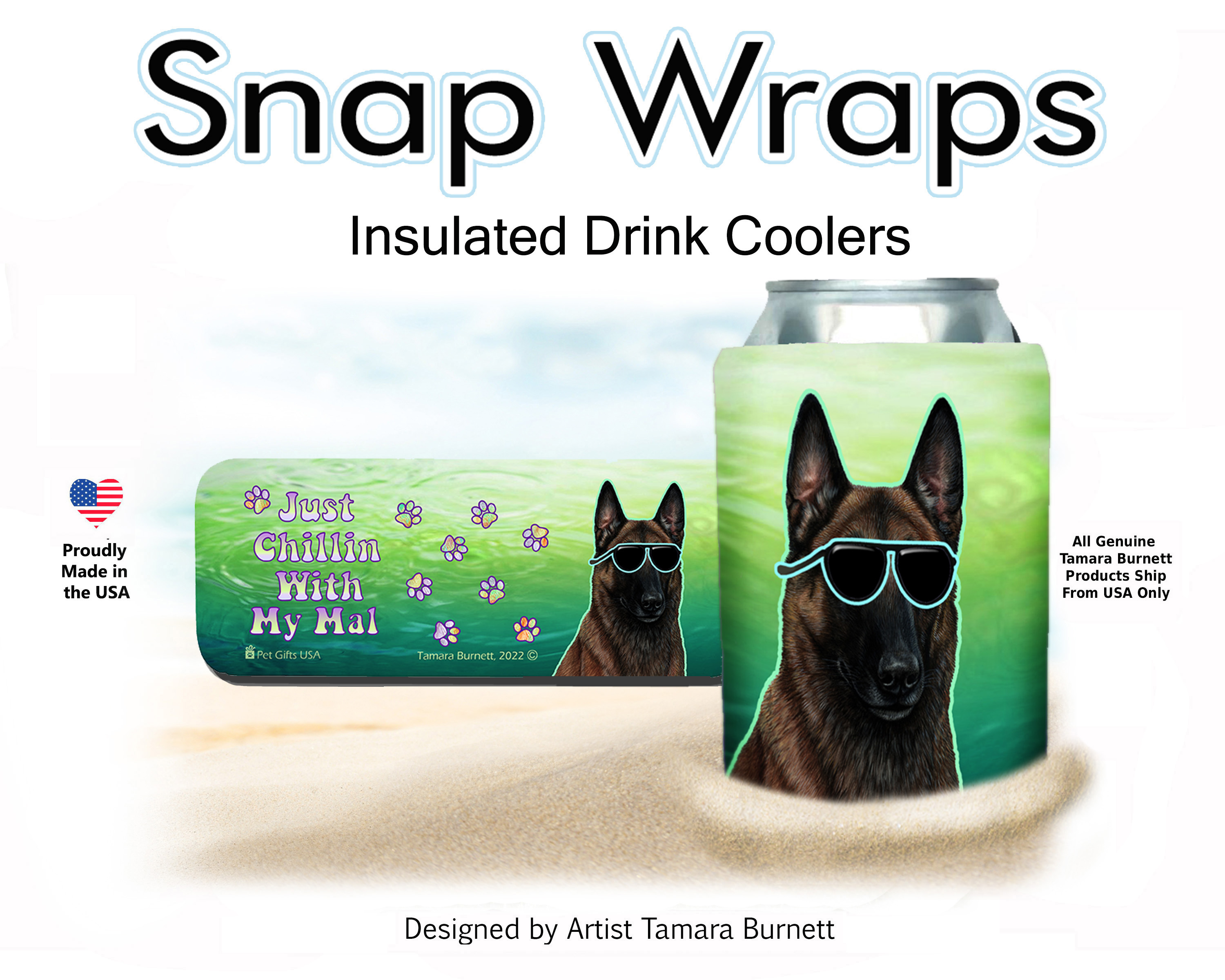 Belgian Malinois Dark Mahogany Snap Wrap Insulated Drink Holder image