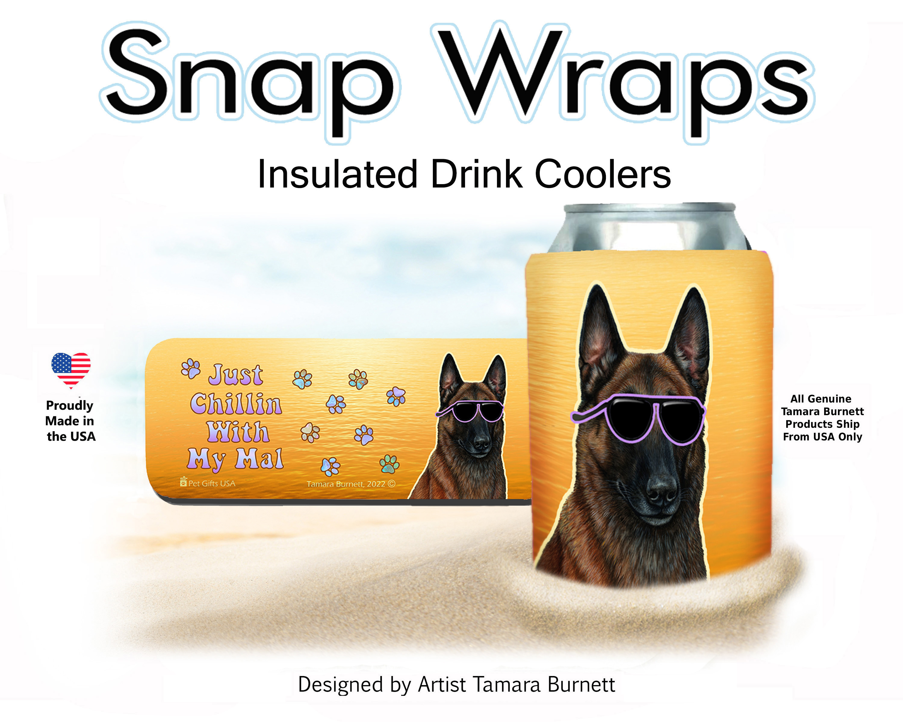 Belgian Malinois Mahogany Snap Wrap Insulated Drink Holder Image
