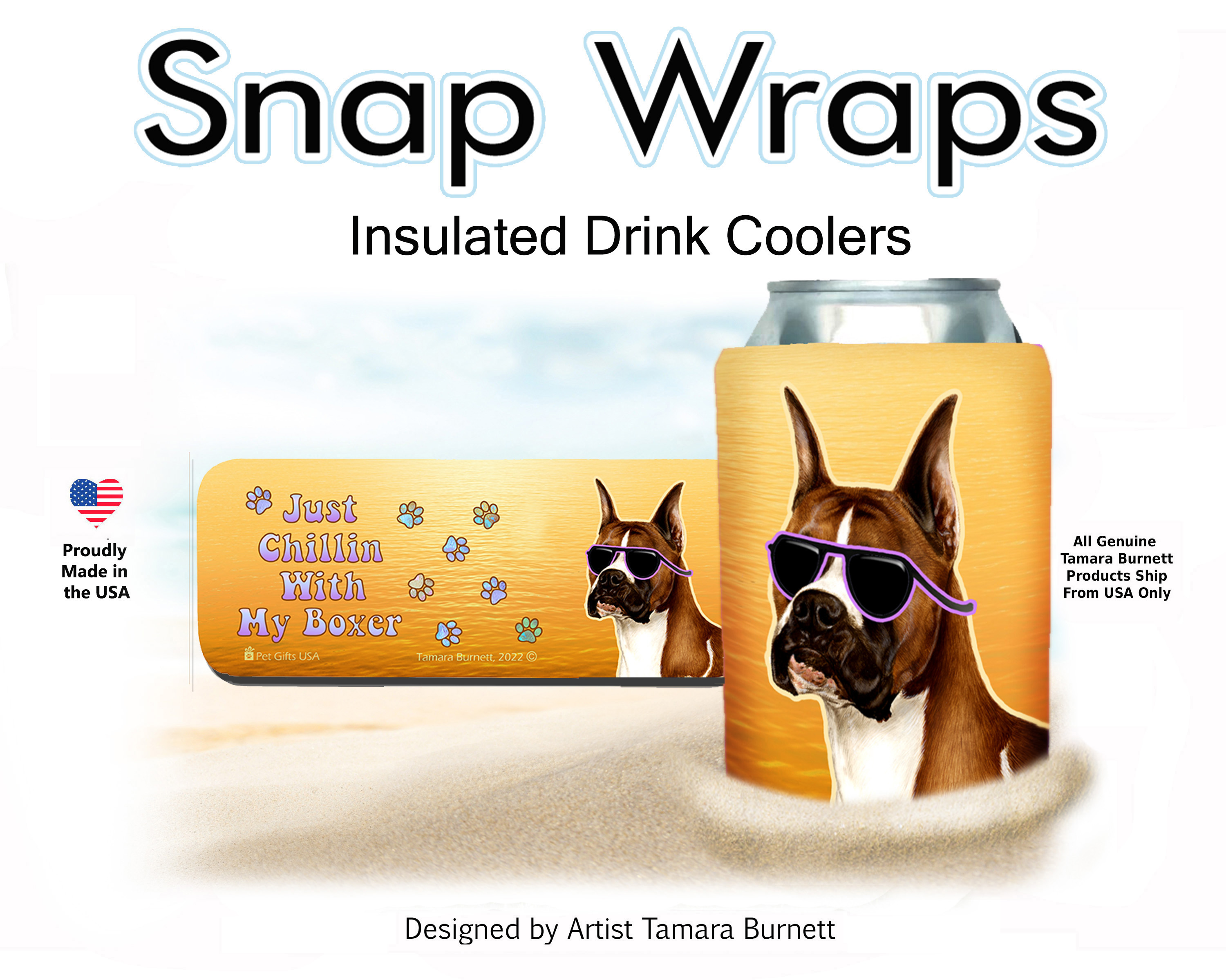 Boxer Fawn Uncropped Snap Wrap Insulated Drink Holder Cozy Image
