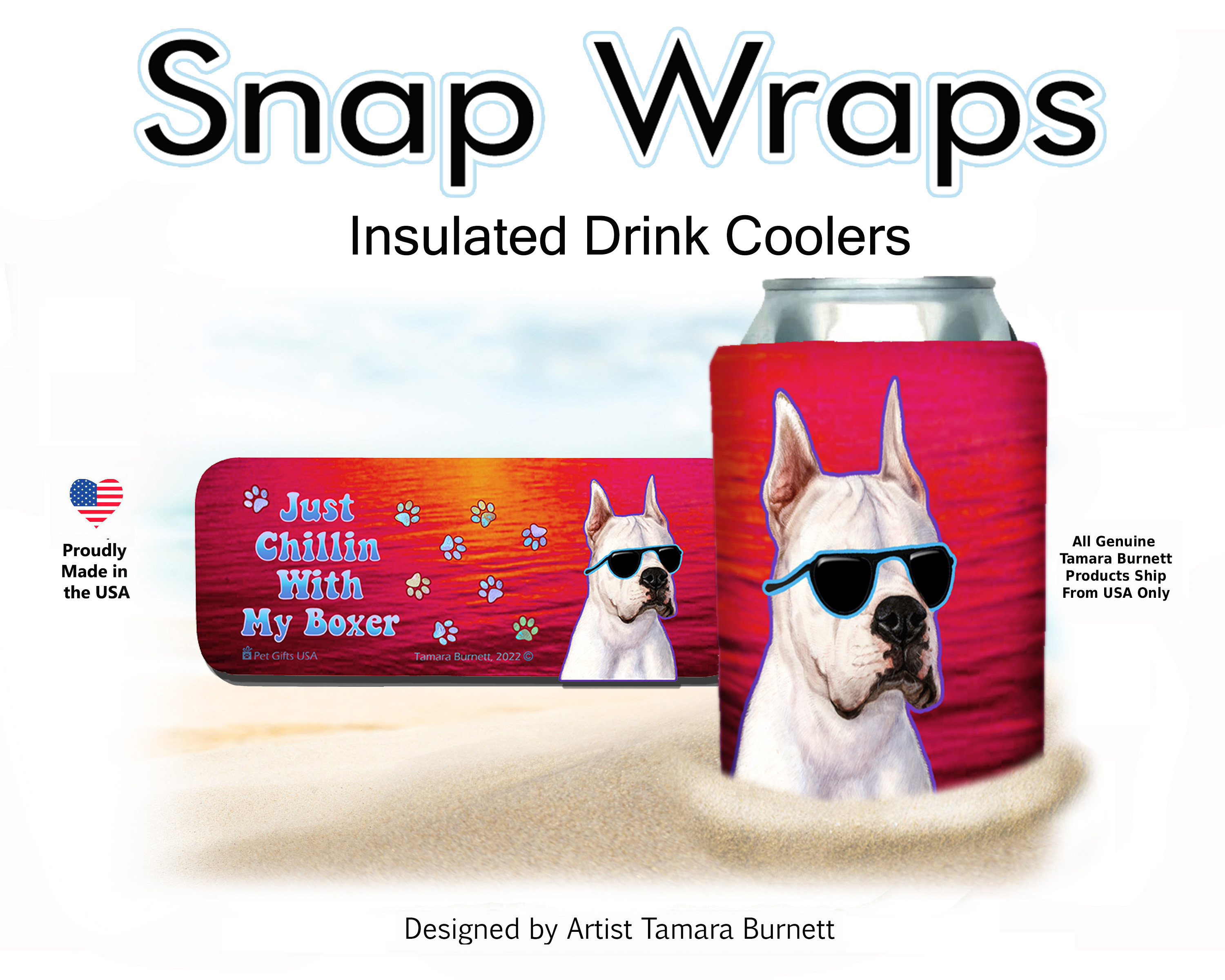 Boxer White Cropped Snap Wrap Insulated Drink Holder image
