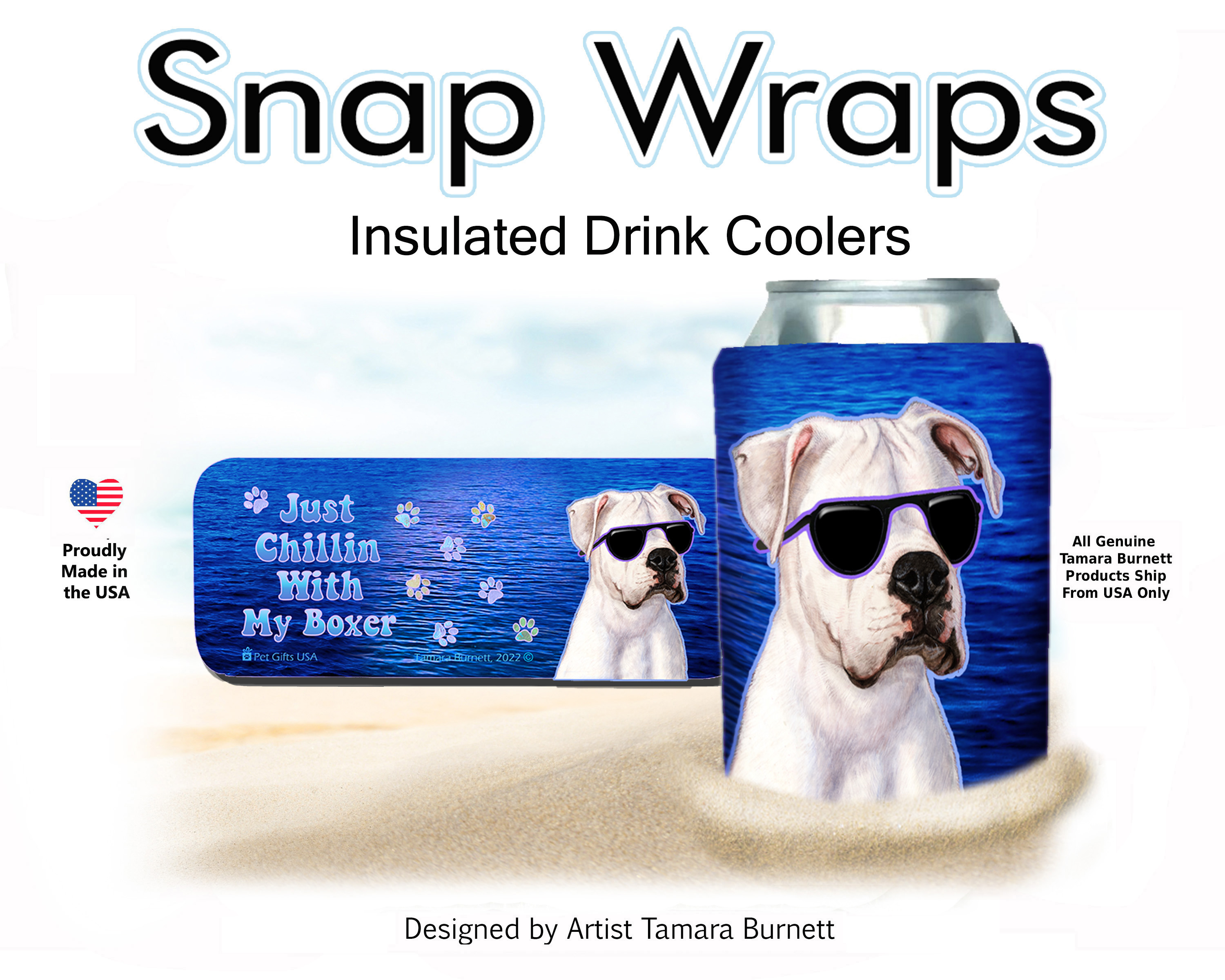 Boxer White Uncropped Snap Wrap Insulated Drink Holder Image