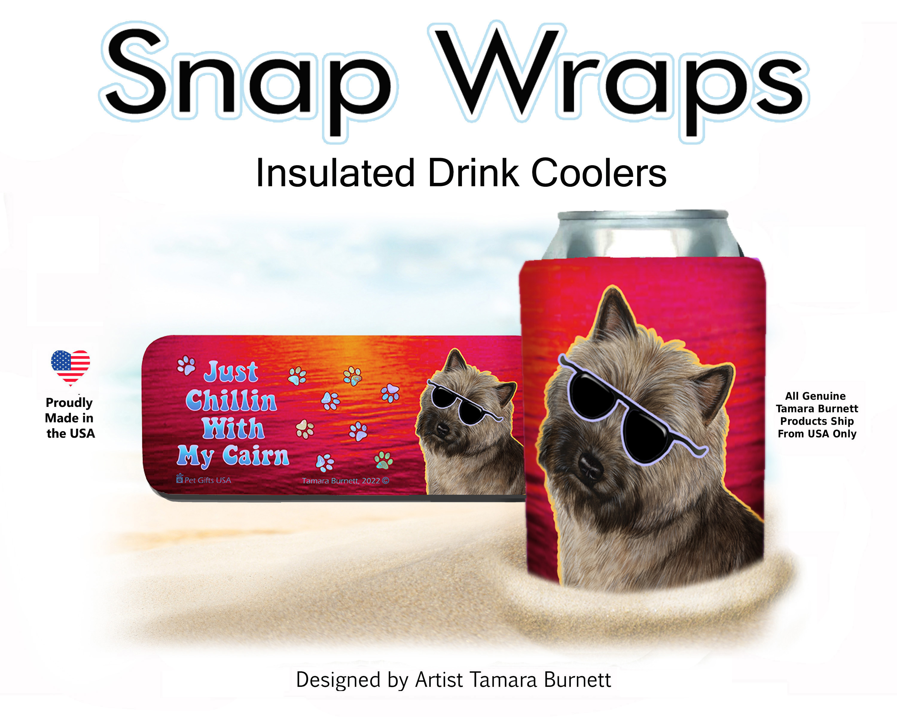 Cairn Terrier Brindle Snap Wrap Insulated Drink Holder image