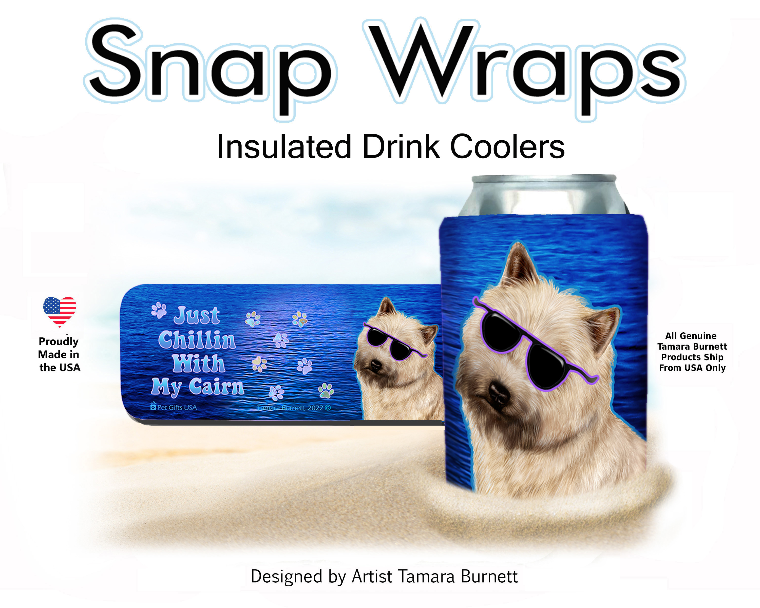 Cairn Terrier Wheaten Snap Wrap Insulated Drink Holder image