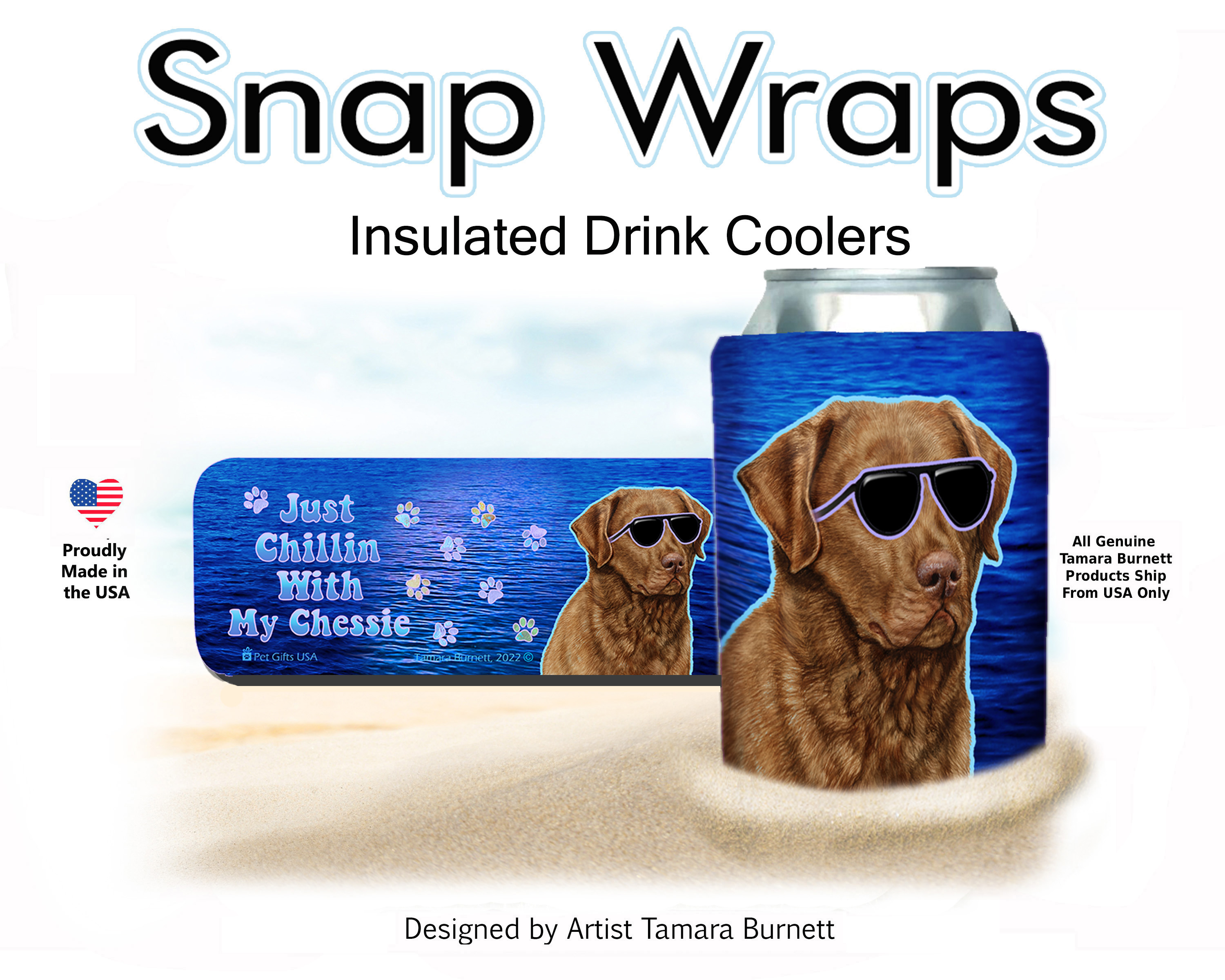 Chesapeake Retriever Red Snap Wrap Insulated Drink Holder image
