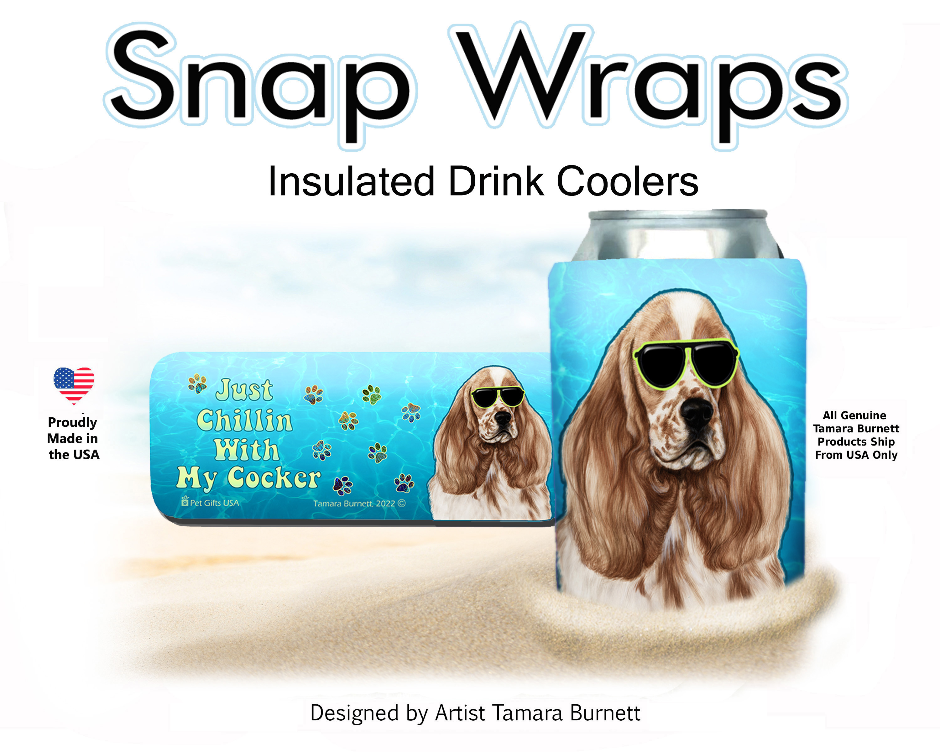 Cocker Spaniel Buff Snap Wrap Insulated Drink Holder image
