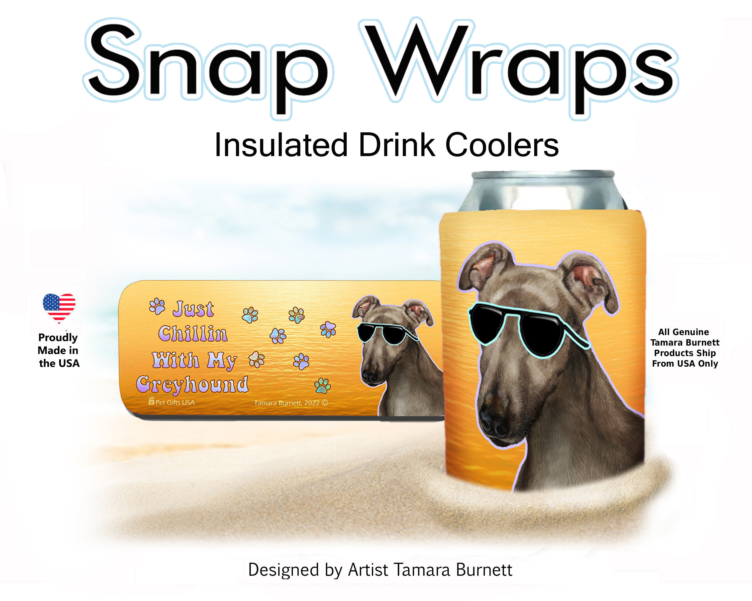 Greyhound Grey Snap Wrap Insulated Drink Holder image