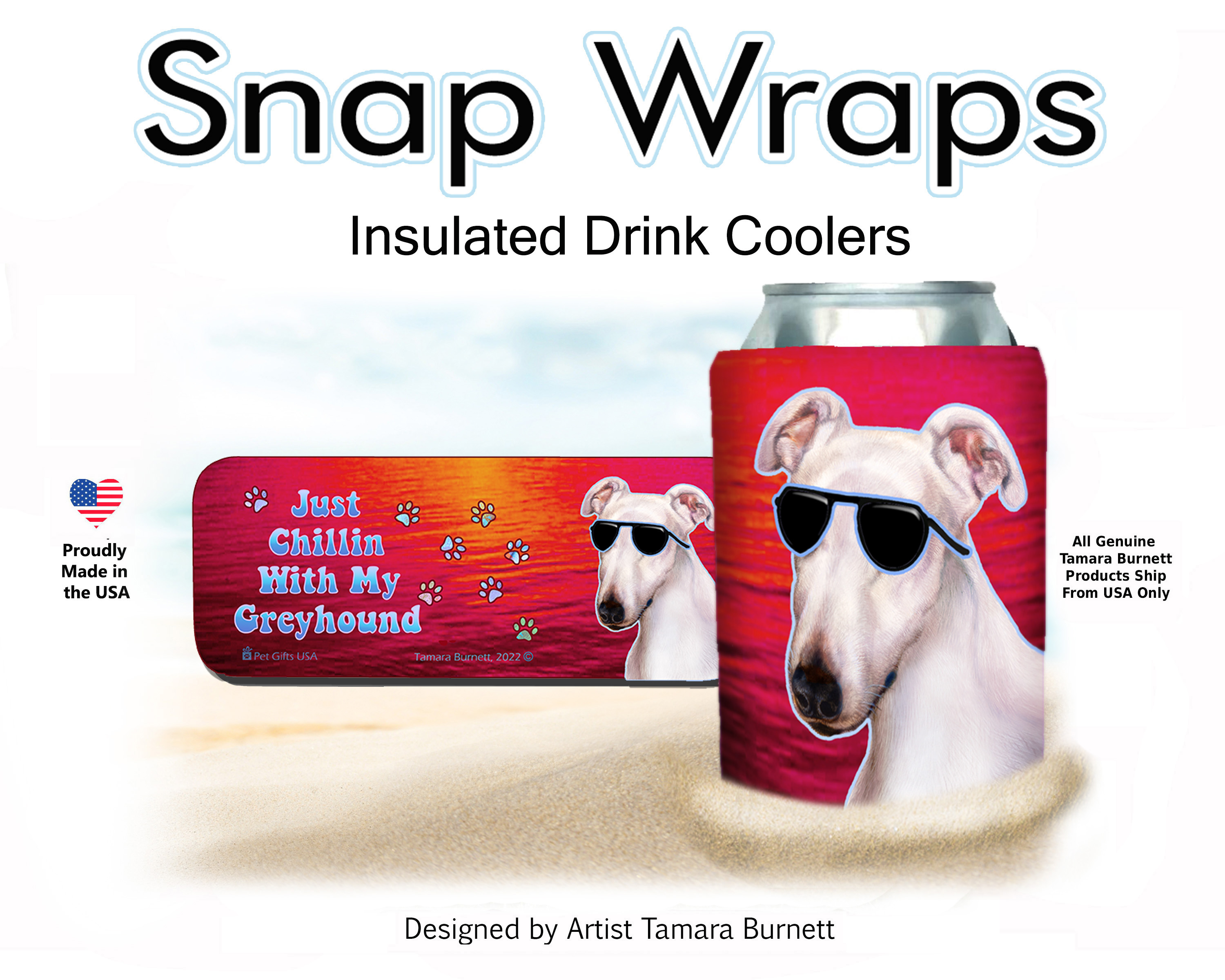 Greyhound White Snap Wrap Insulated Drink Holder image