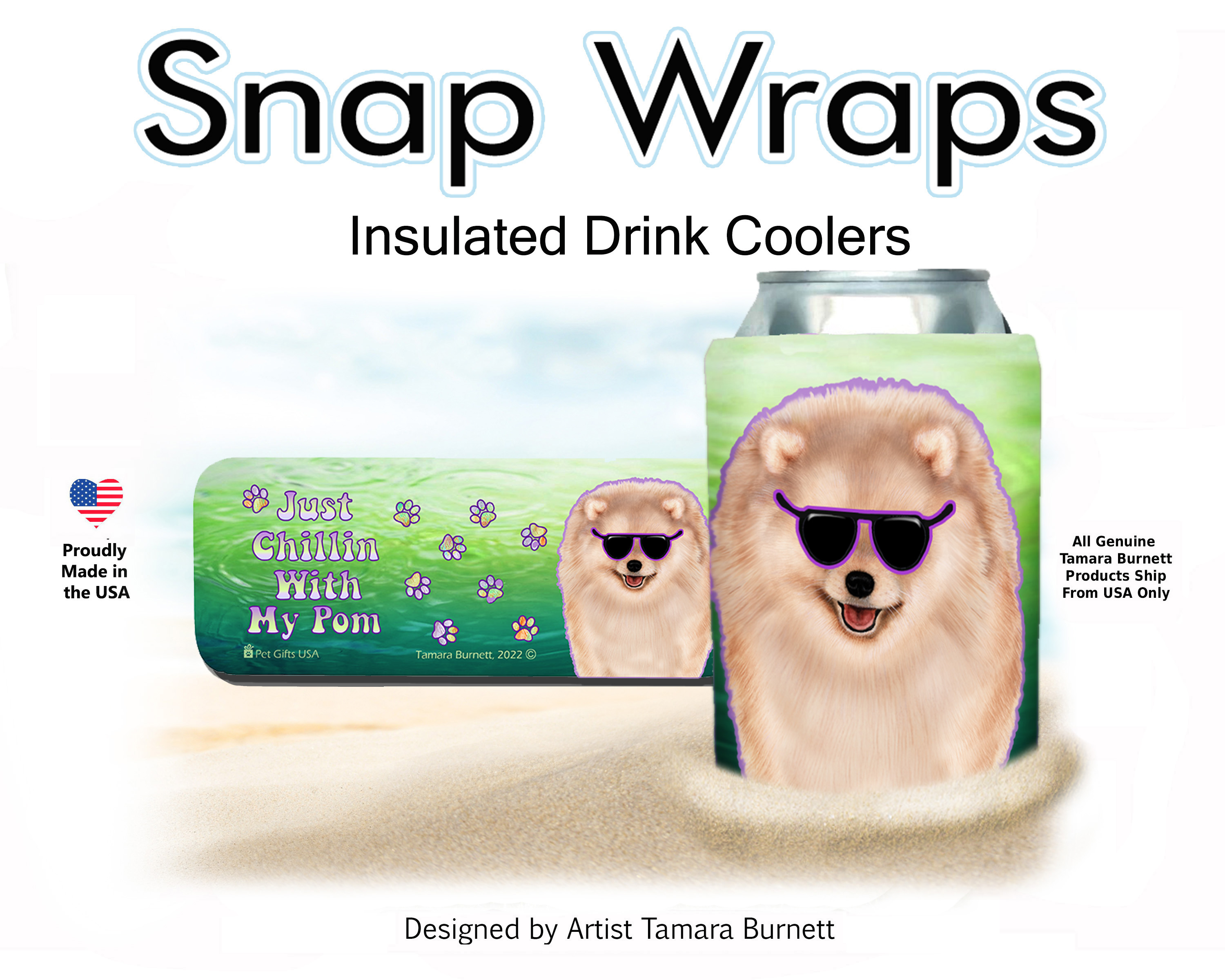 Pomeranian Cream Snap Wrap Insulated Drink Holder image