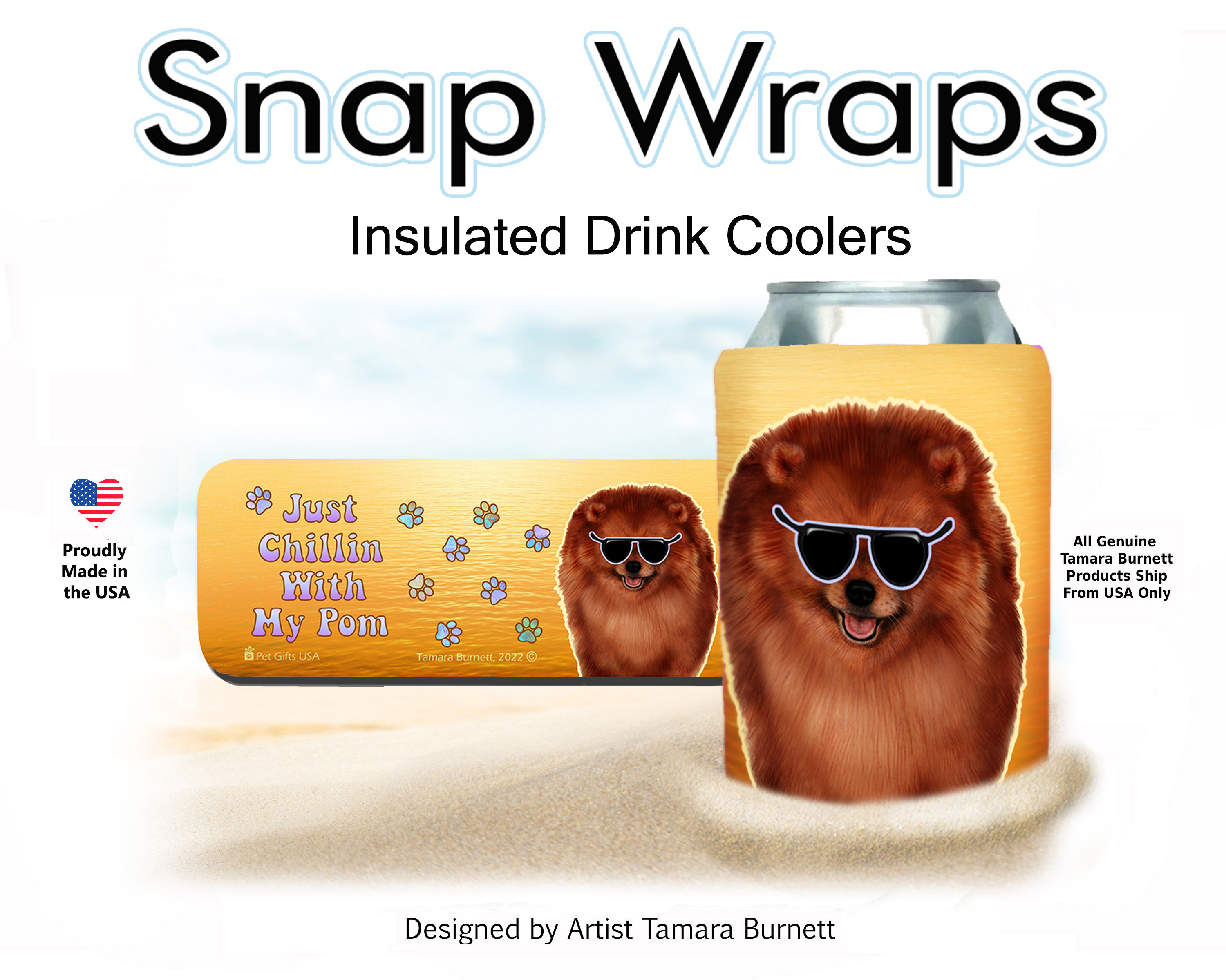 Pomeranian Red Snap Wrap Insulated Drink Holder image