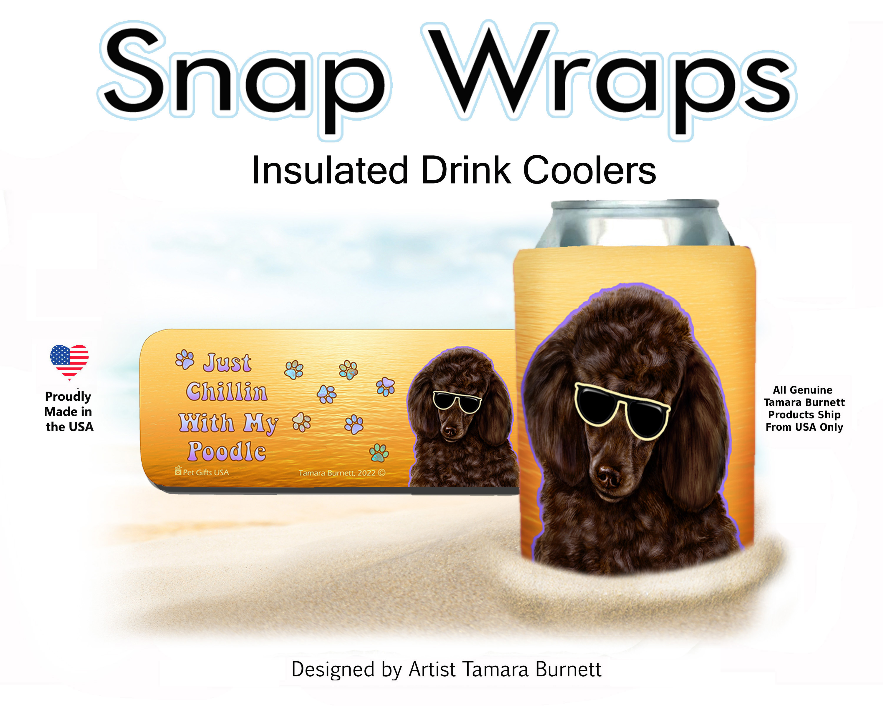 Poodle Chocolate Snap Wrap Insulated Drink Holder image Poodle Chocolate Snap Wrap Insulated Drink Holder image