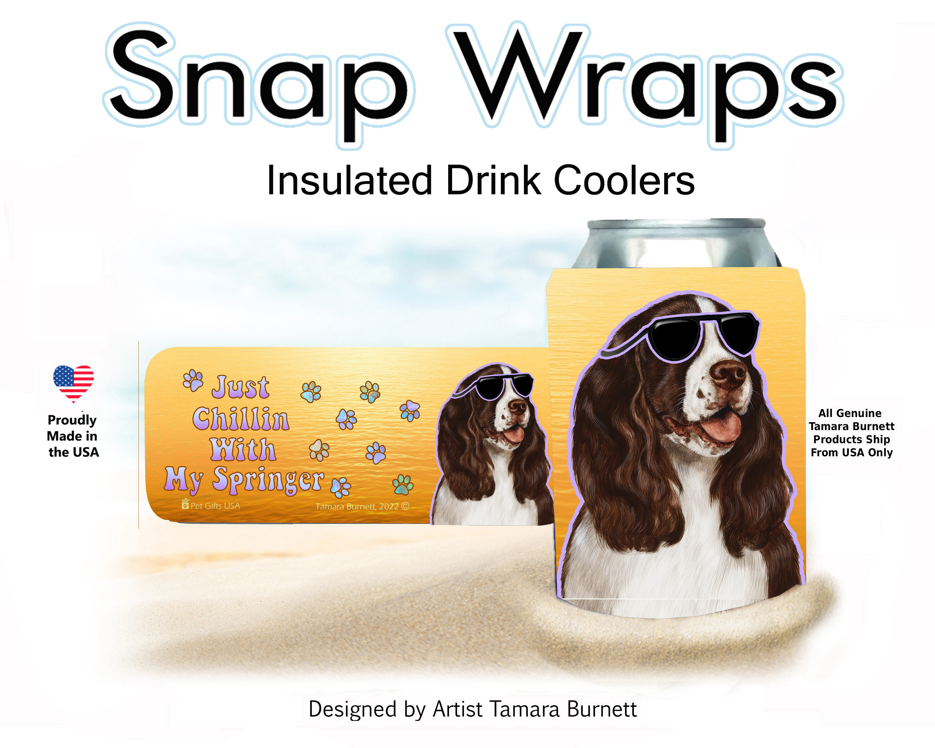 Springer Spaniel Liver and White Snap Wrap Insulated Drink Holder Image