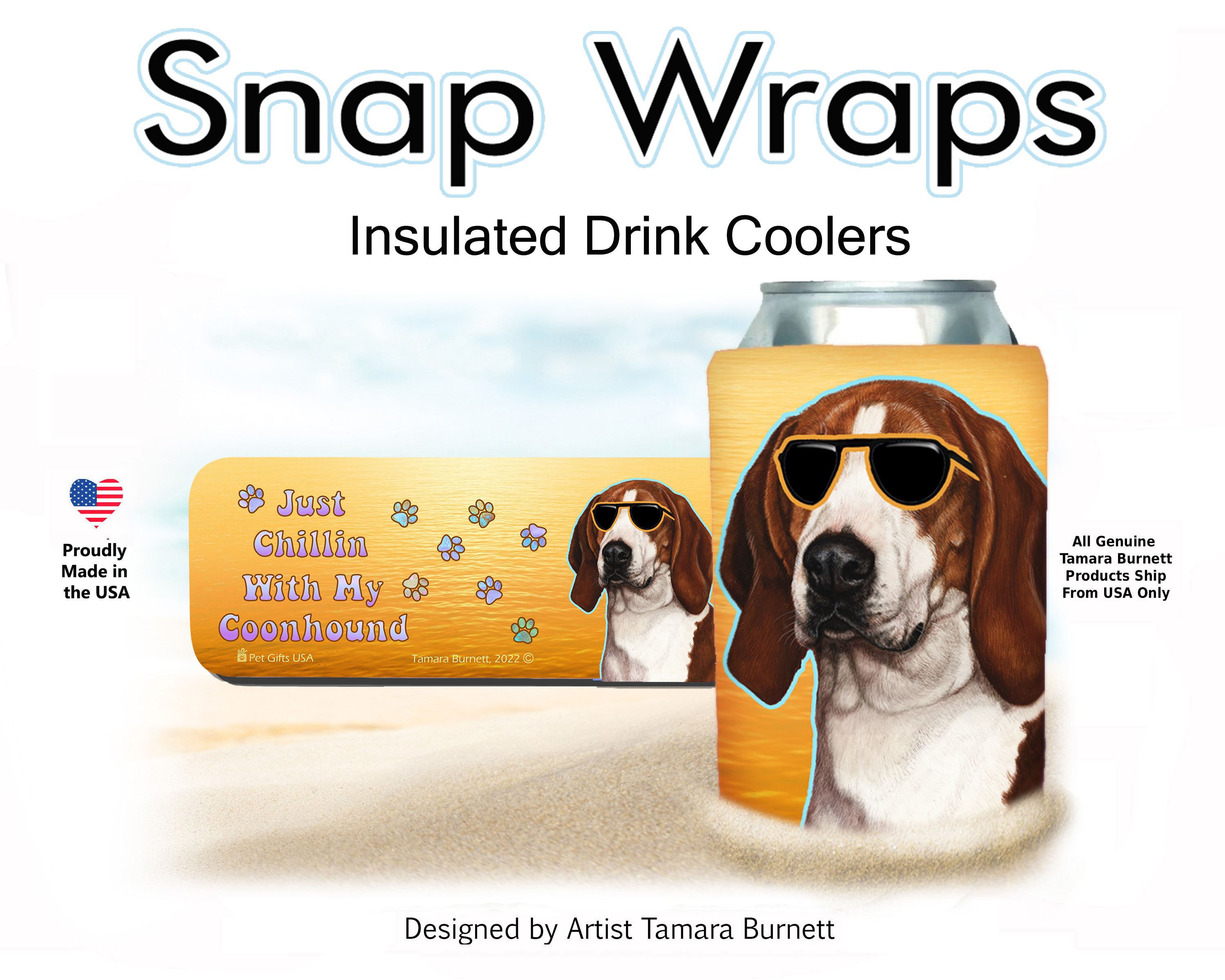 Coonhound Treeing Walker Snap Wrap Insulated Drink Holder Image