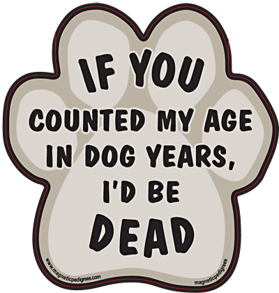 If You Counted My Age In Dog Years, I'd Be Dead - Paw Sticker Image