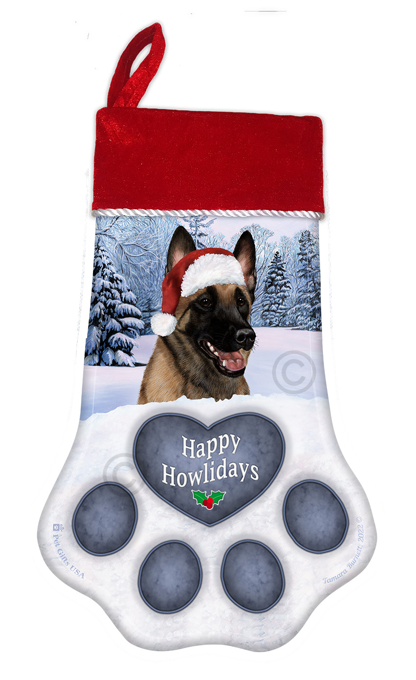 Belgian Malinois Fawn Smiling Holiday Stocking image