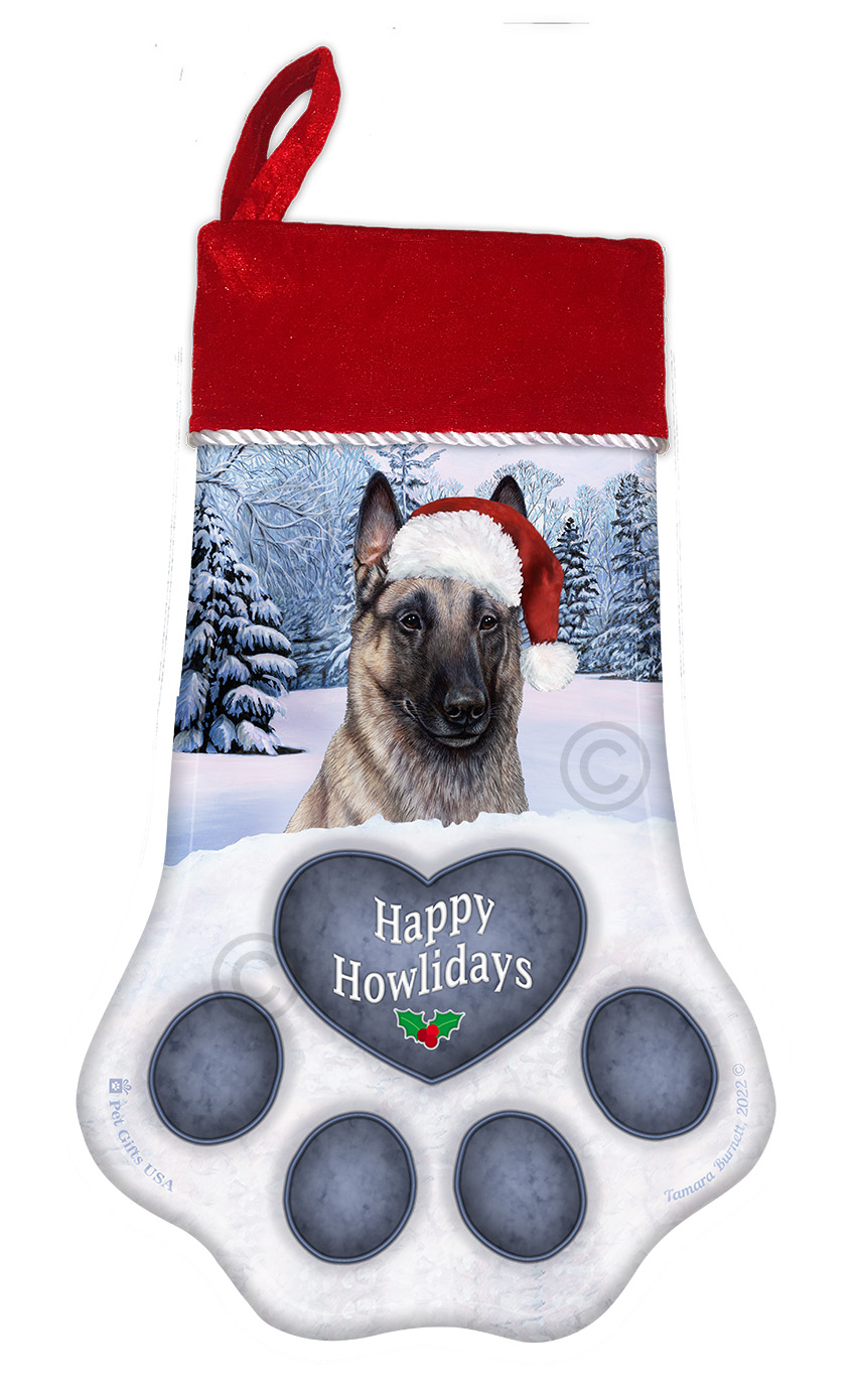 Belgian Malinois Grey Holiday Stocking image