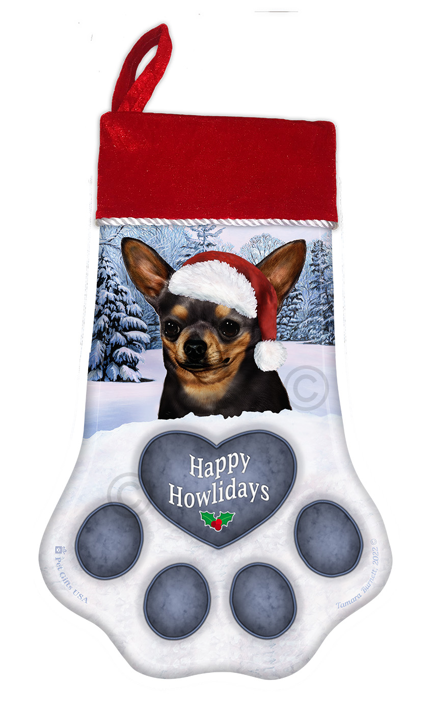 Chihuahua Short Hair Black & Tan Holiday Stocking image