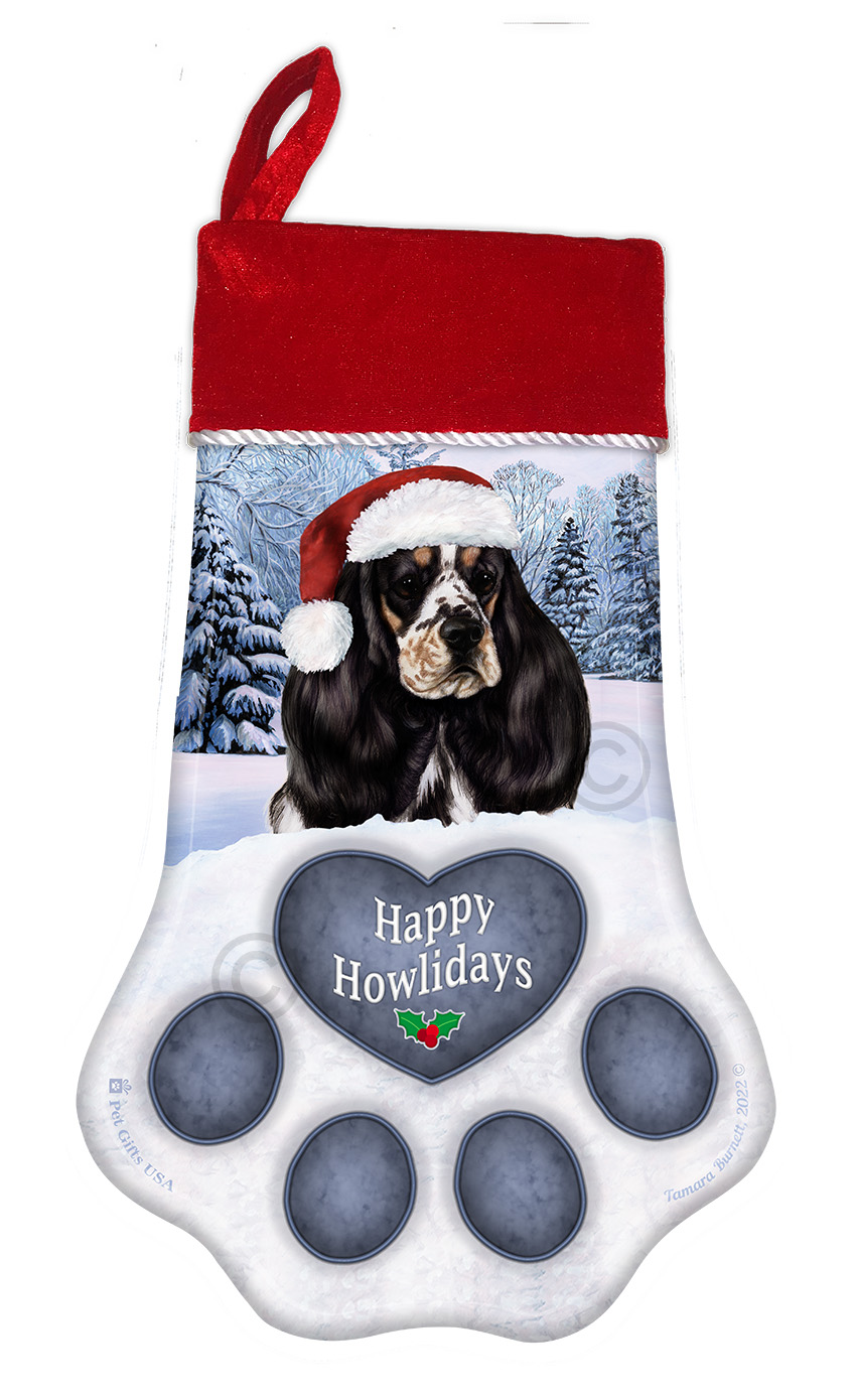 Cocker Spaniel Tri Color Parti Holiday Stocking image