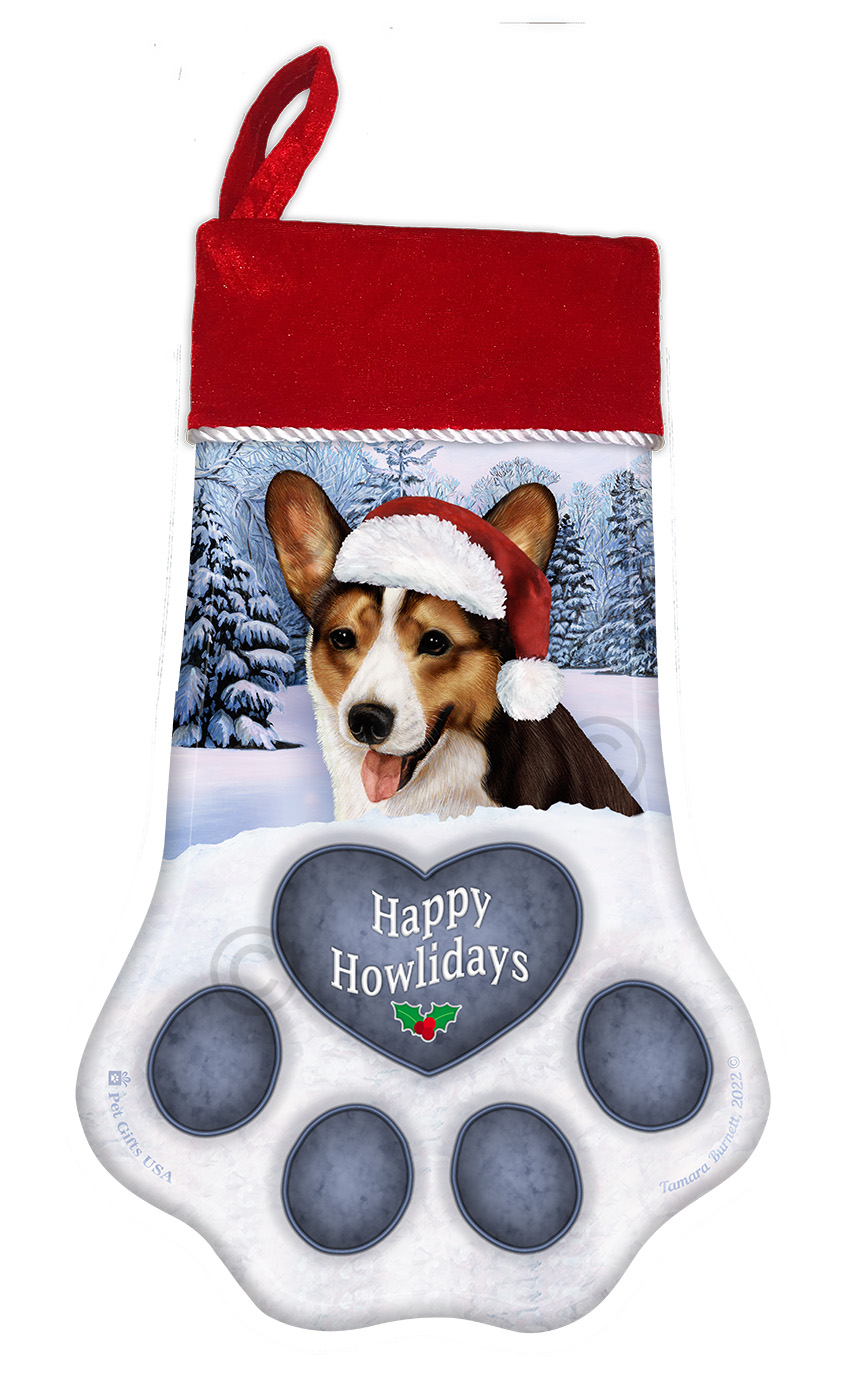 Cardigan Sable & White Holiday Stocking Pet Gifts USA