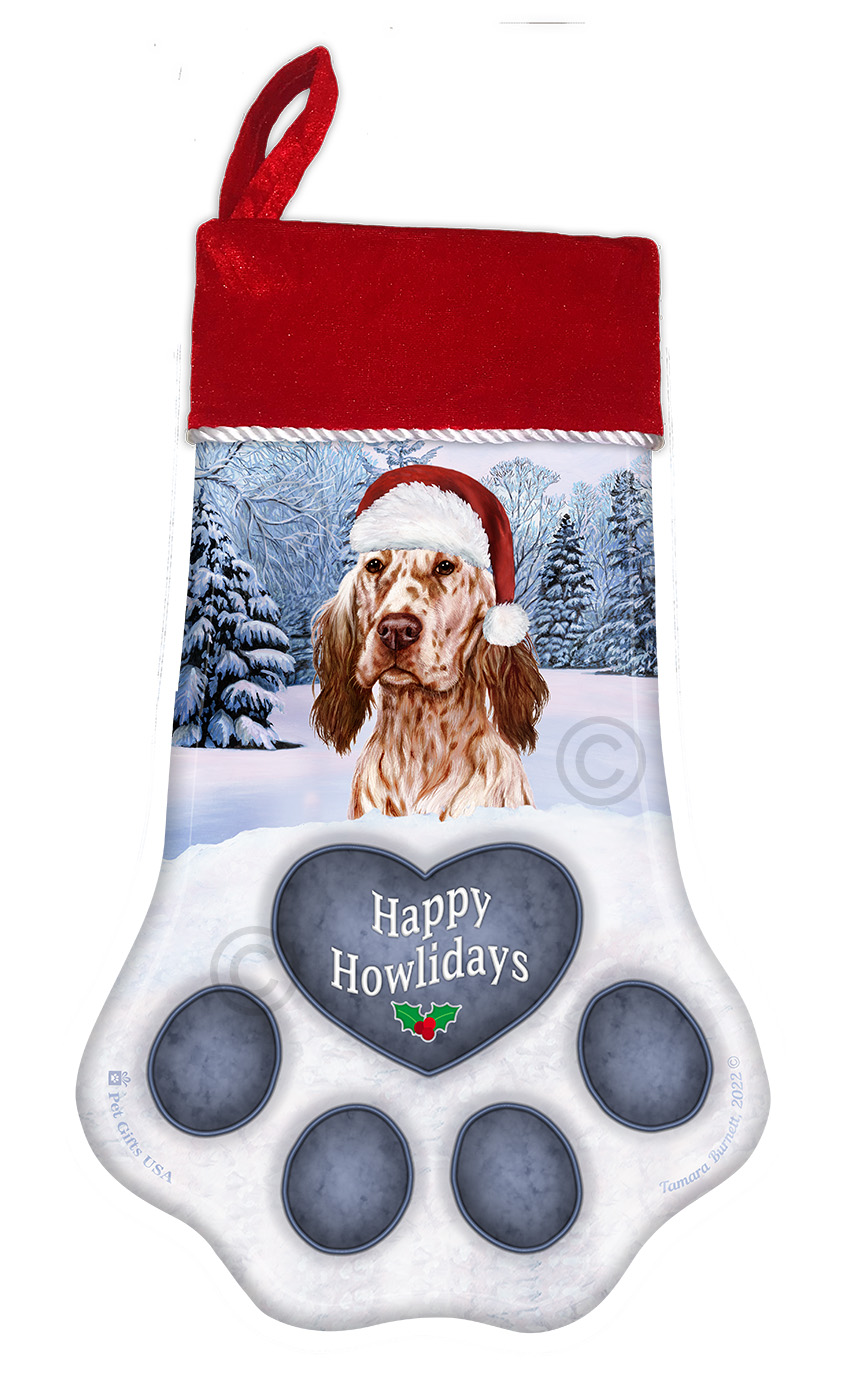 English Setter Orange & White Holiday Stocking image