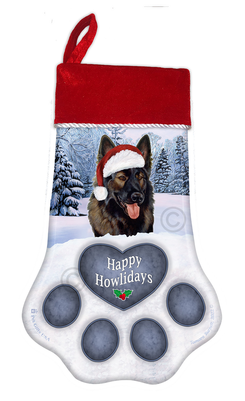 German Shepherd Plush Brown Holiday Stocking Pet Gifts USA