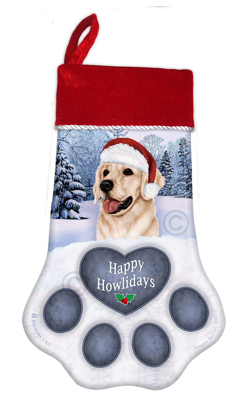 Golden Retriever White Holiday Stocking image