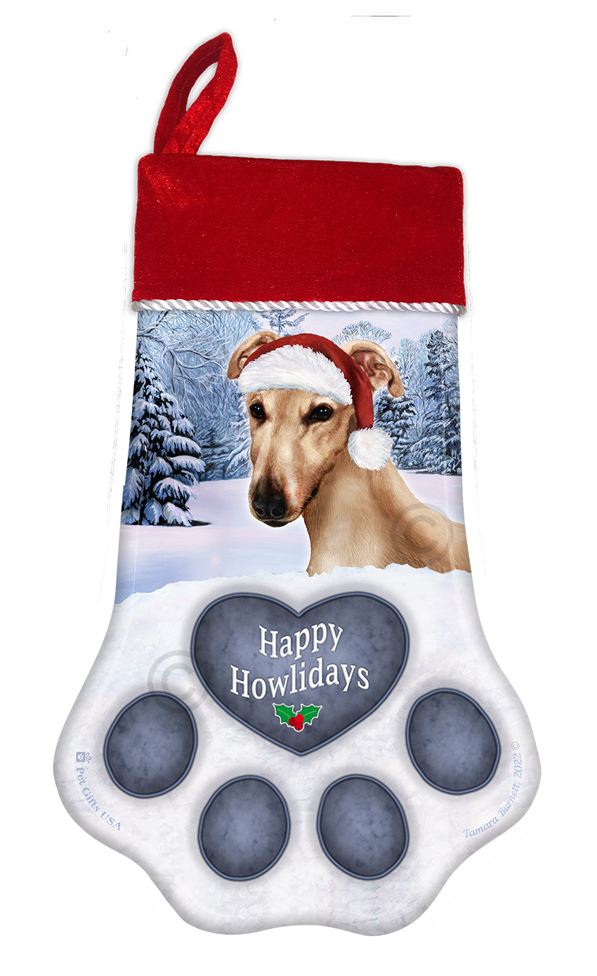 Greyhound Cream Holiday Stocking image
