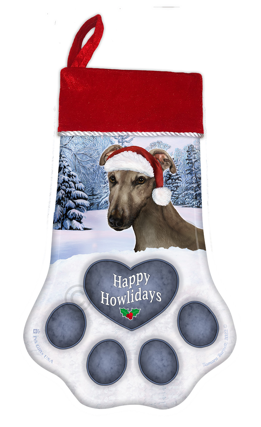 Greyhound Grey Holiday Stocking image