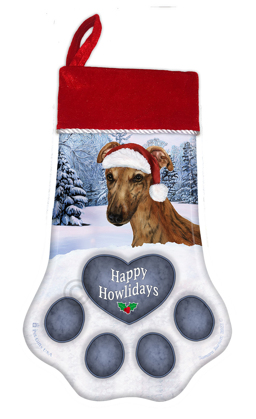 Greyhound Red Brindle Holiday Stocking image