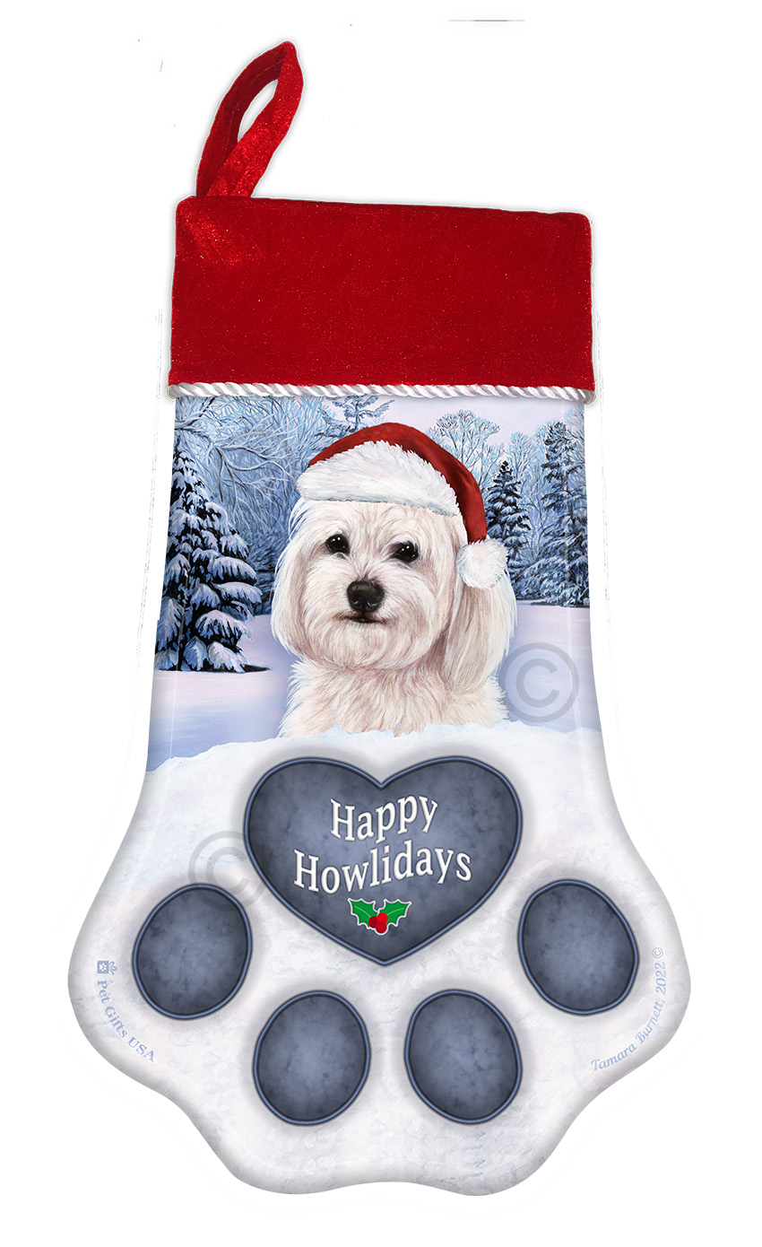 Havanese White Holiday Stocking image