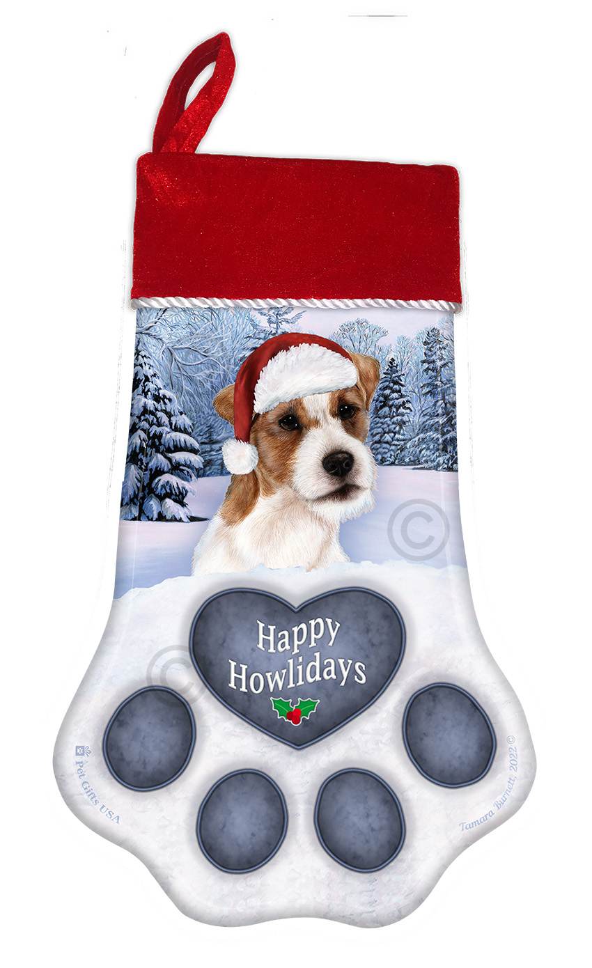 Jack Russell Wire Hair Tan & White Holiday Stocking image