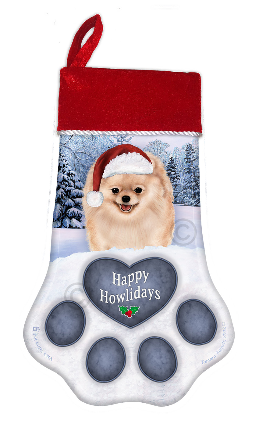Pomeranian Cream Holiday Stocking image