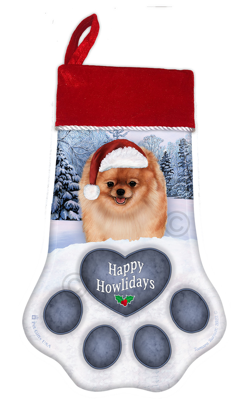 Pomeranian Orange Holiday Stocking image
