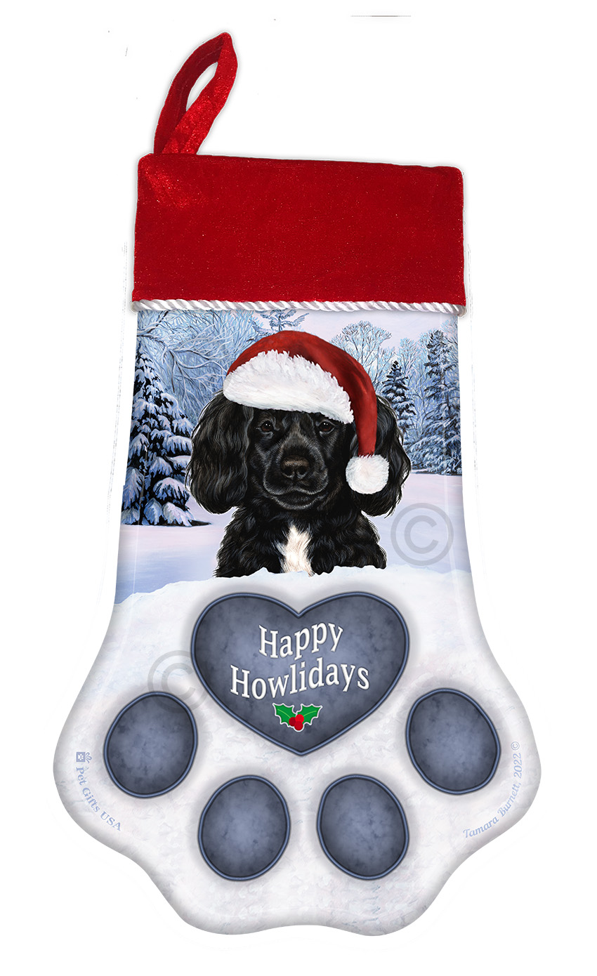 Portuguese Water Dog Beardless Black Holiday Stocking image