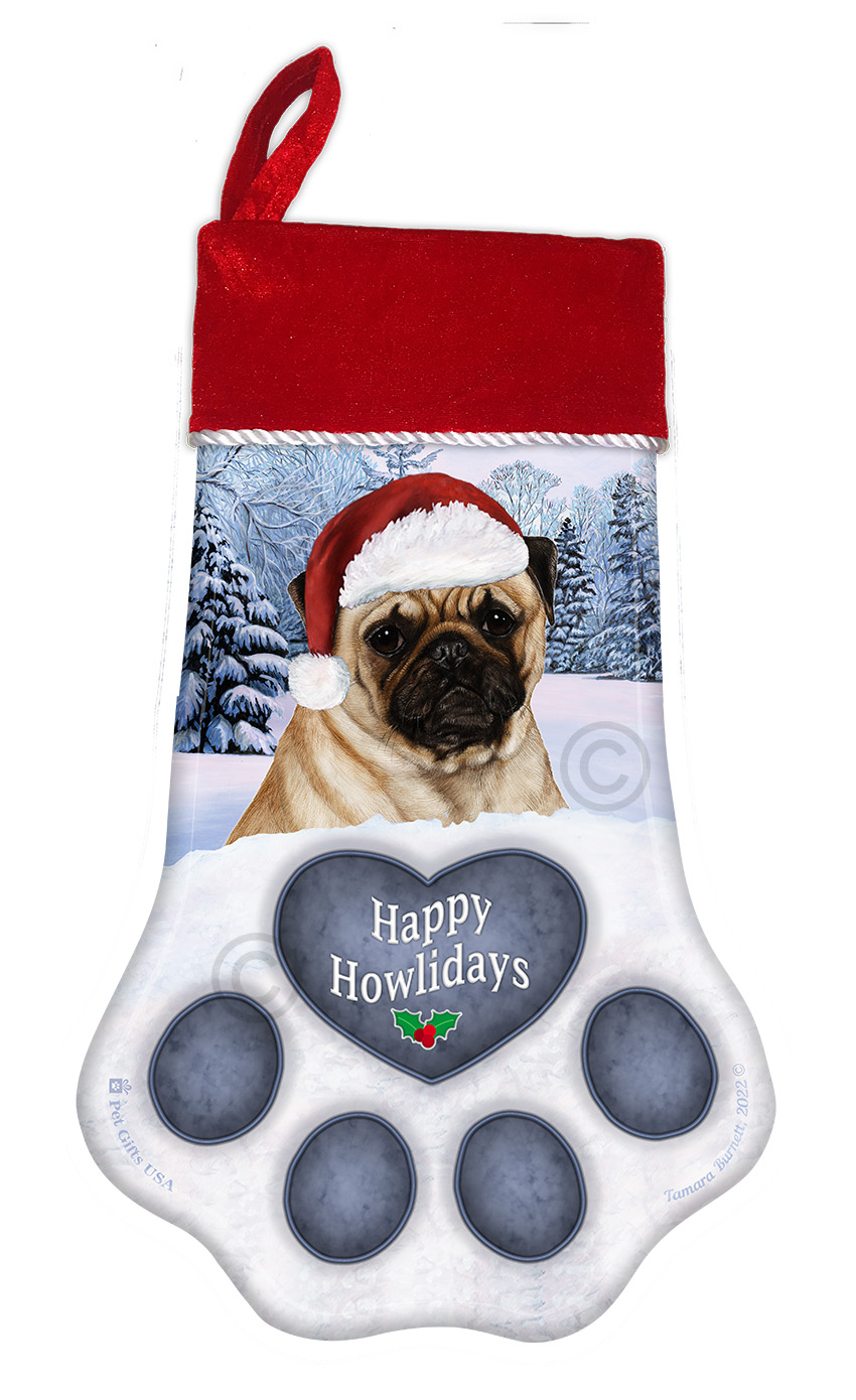 Pug Fawn Holiday Stocking image