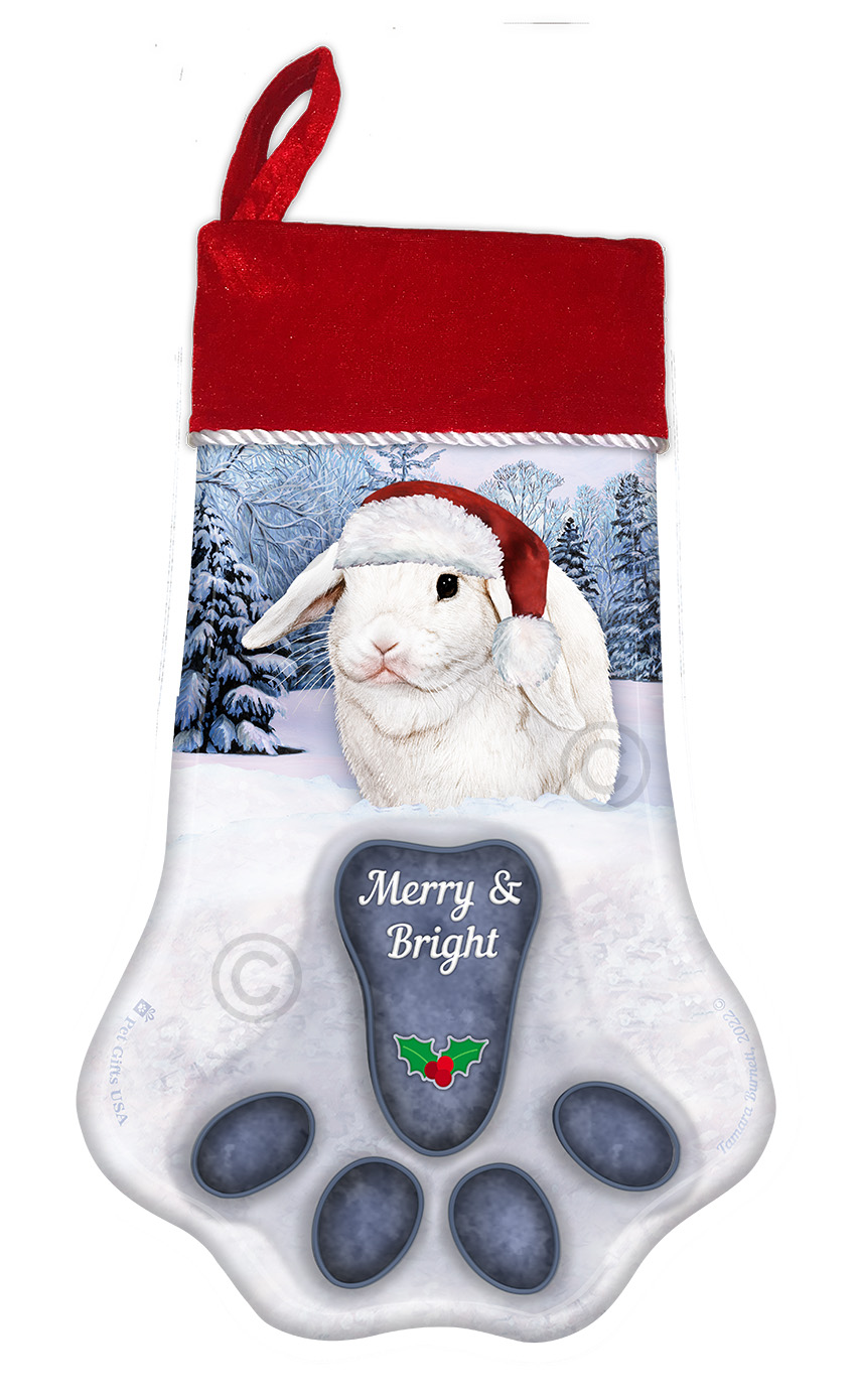 Mini Lop White Holiday Stocking image