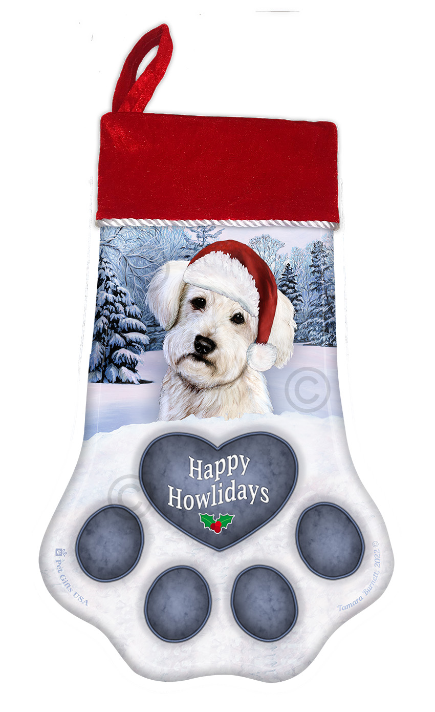 Schnoodle White Holiday Stocking image