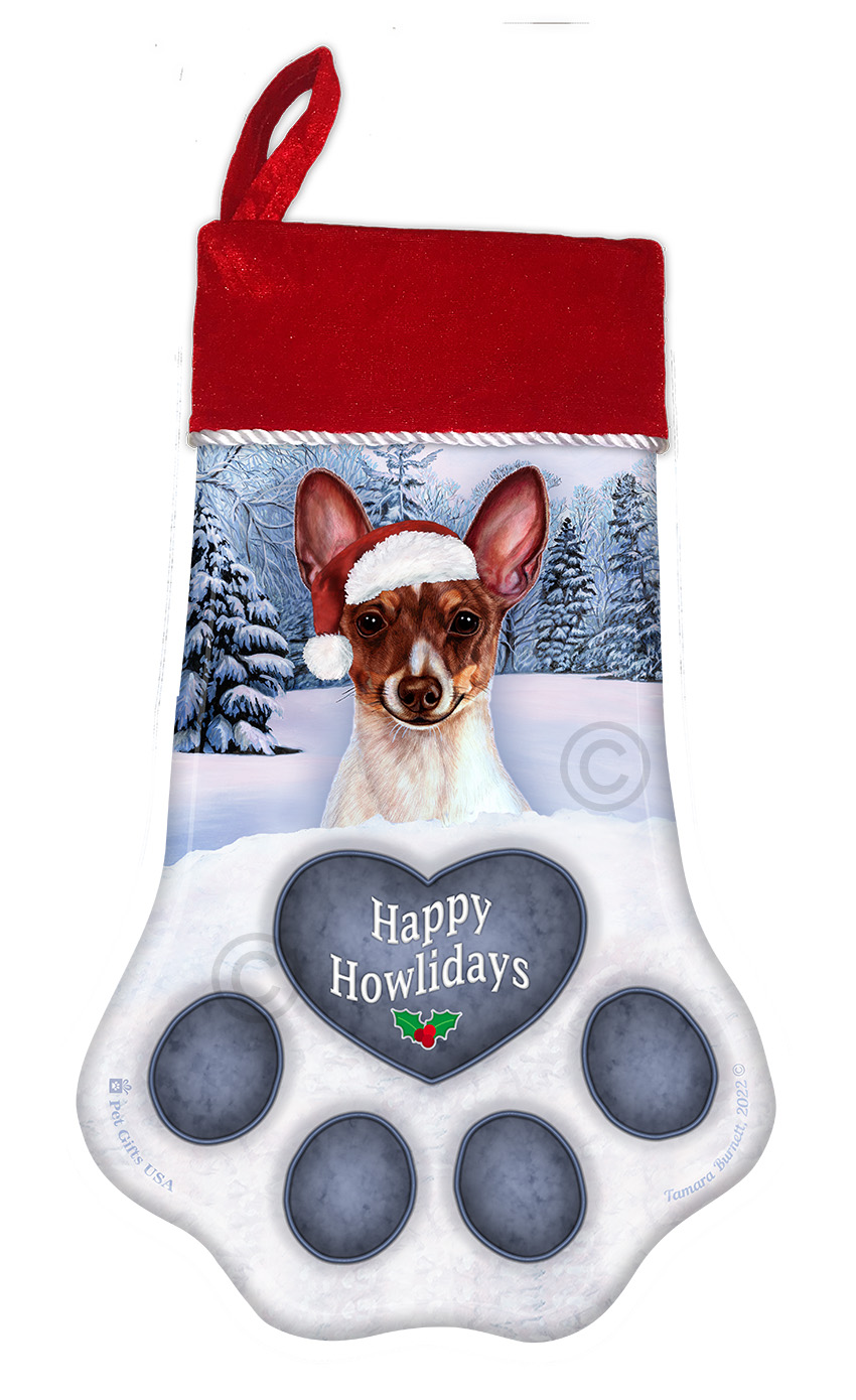 Toy Fox Terrier Chocolate Tri Color Holiday Stocking image