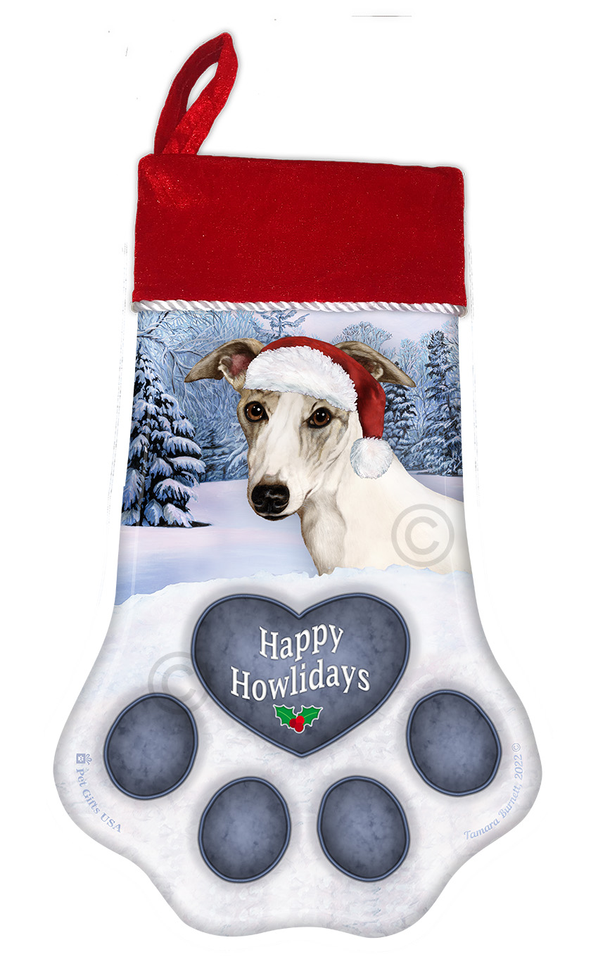 Whippet Fawn Brindle Holiday Stocking image