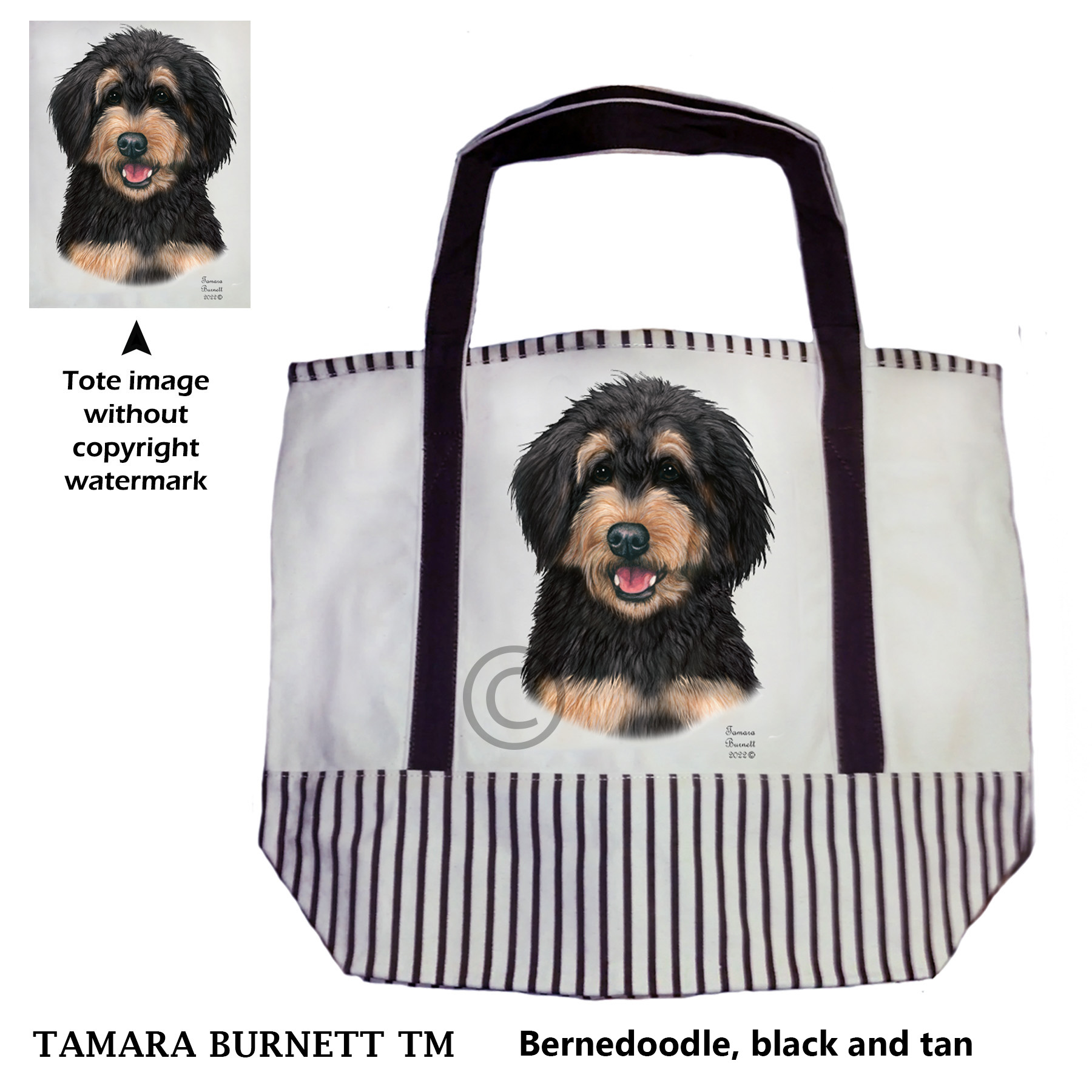 An image of product 32276 -  Bernedoodle Black and Tan Dog Tote Bag