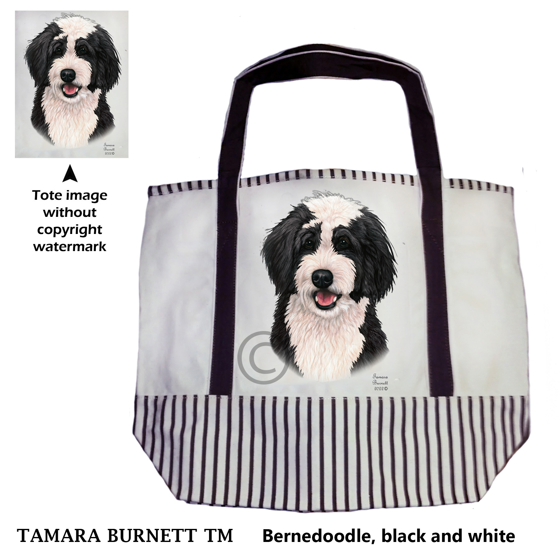  Bernedoodle Black and White Dog Tote Bag image