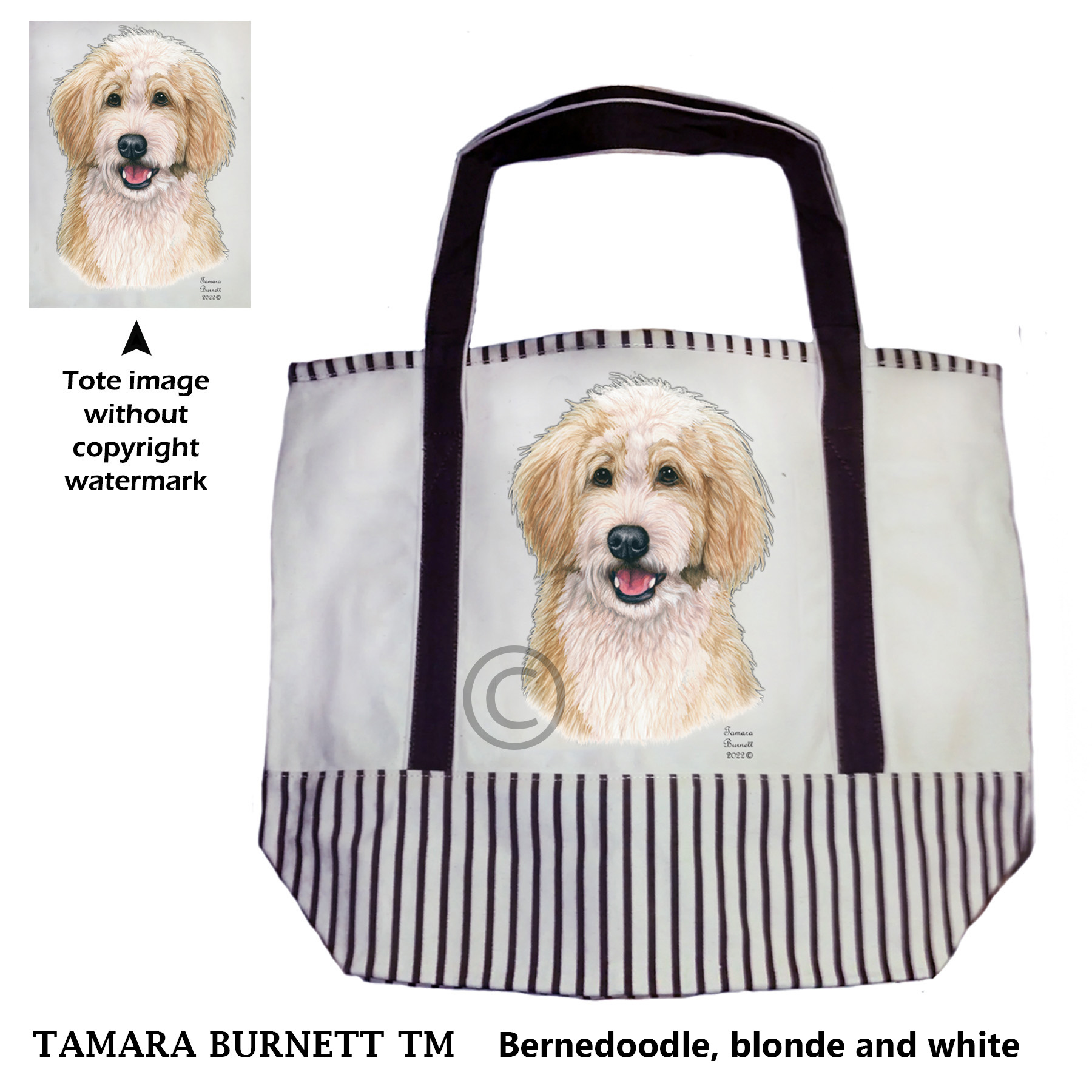  Bernedoodle Blonde and White Dog Tote Bag image