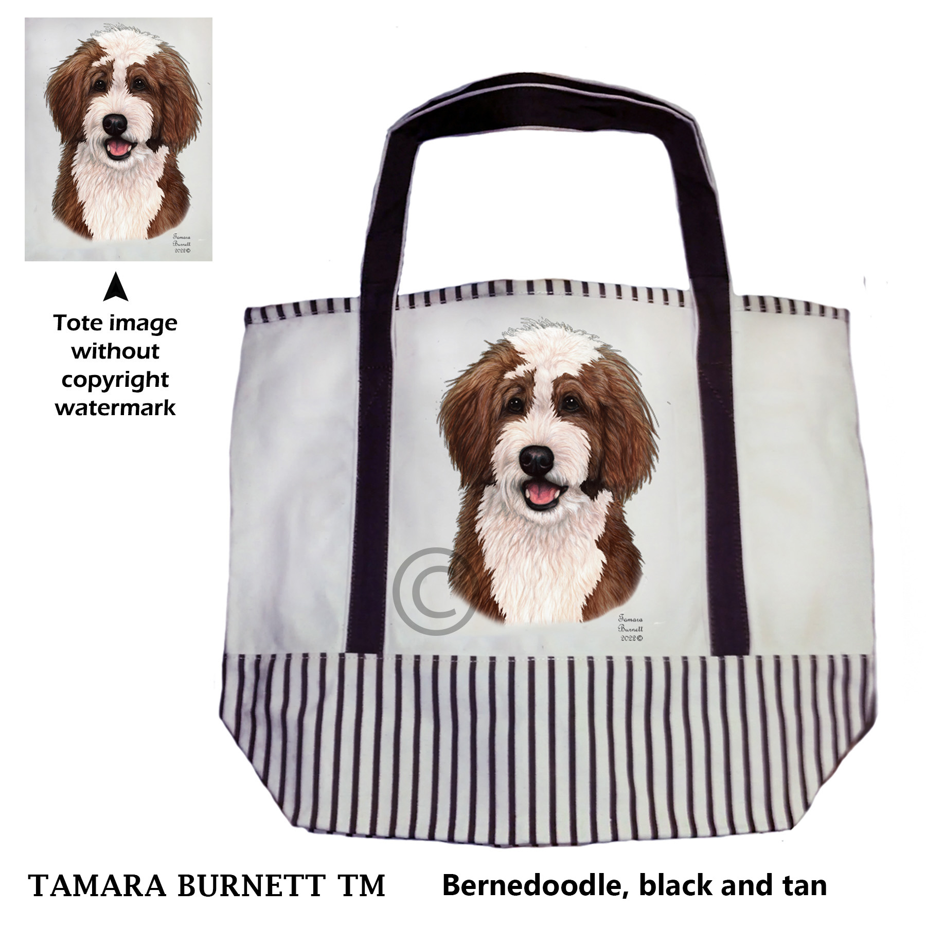  Bernedoodle Chocolate and White Dog Tote Bag image