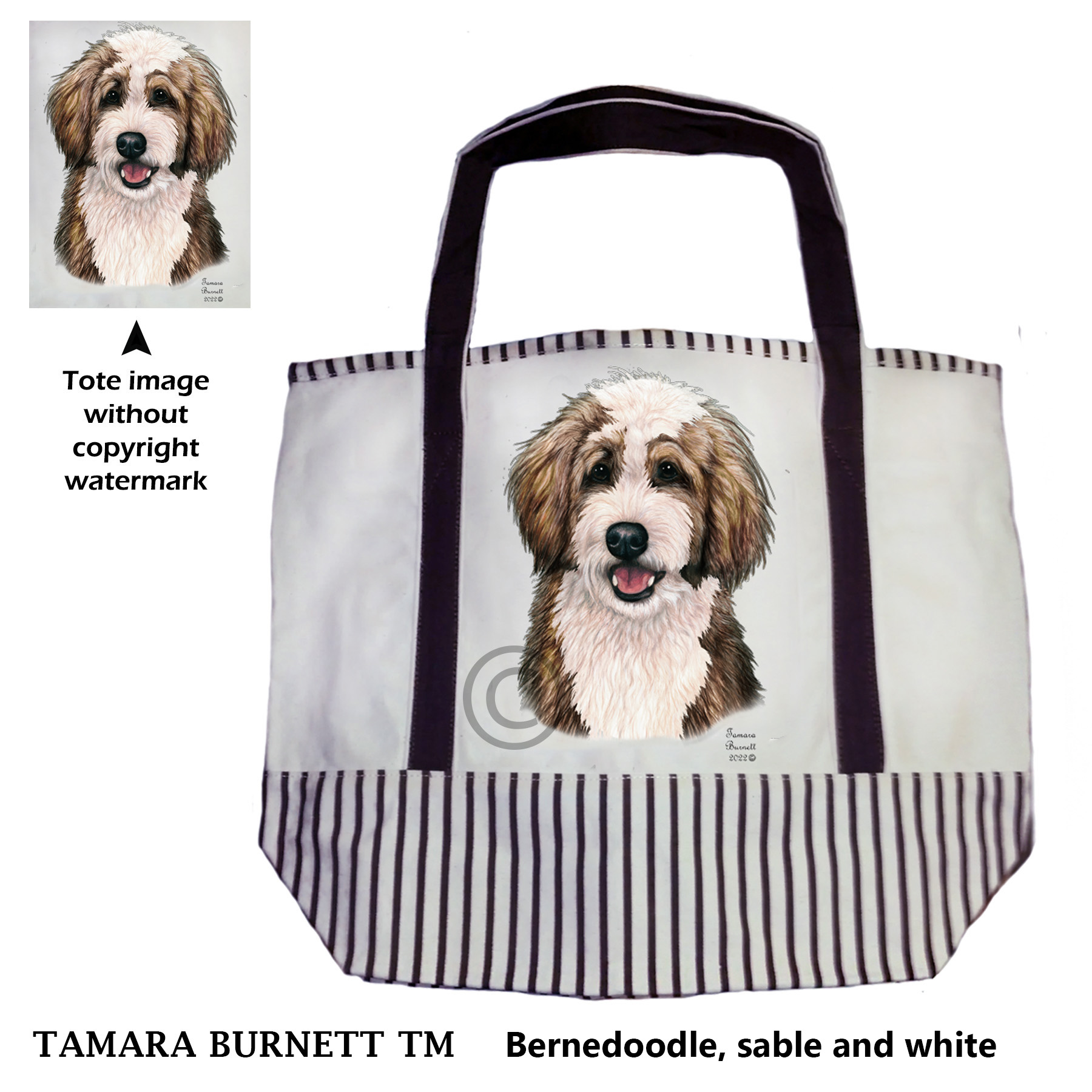 Bernedoodle Sable and White Dog Tote Bag image