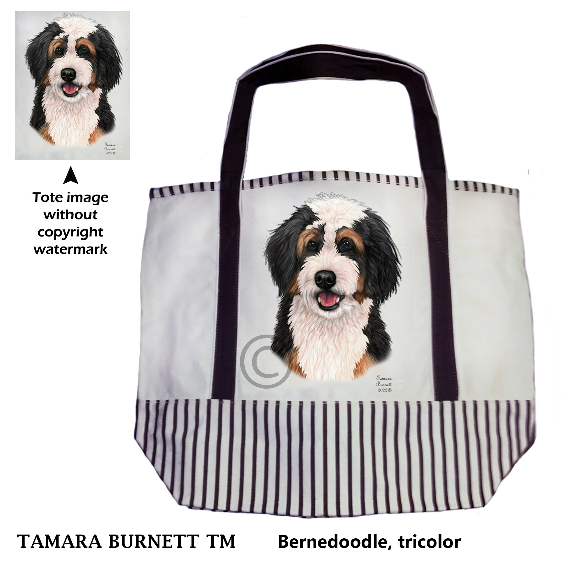 Bernedoodle Tri Color Dog Tote Bag image