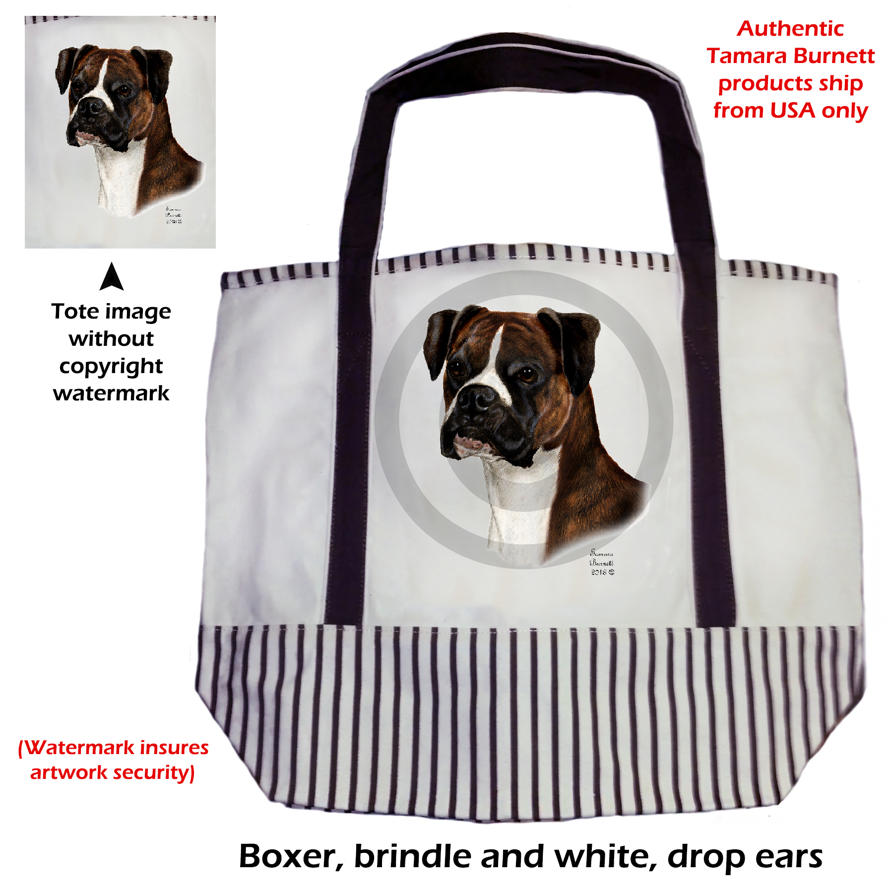 Boxer Brindle Uncrop  Tote Bag Image