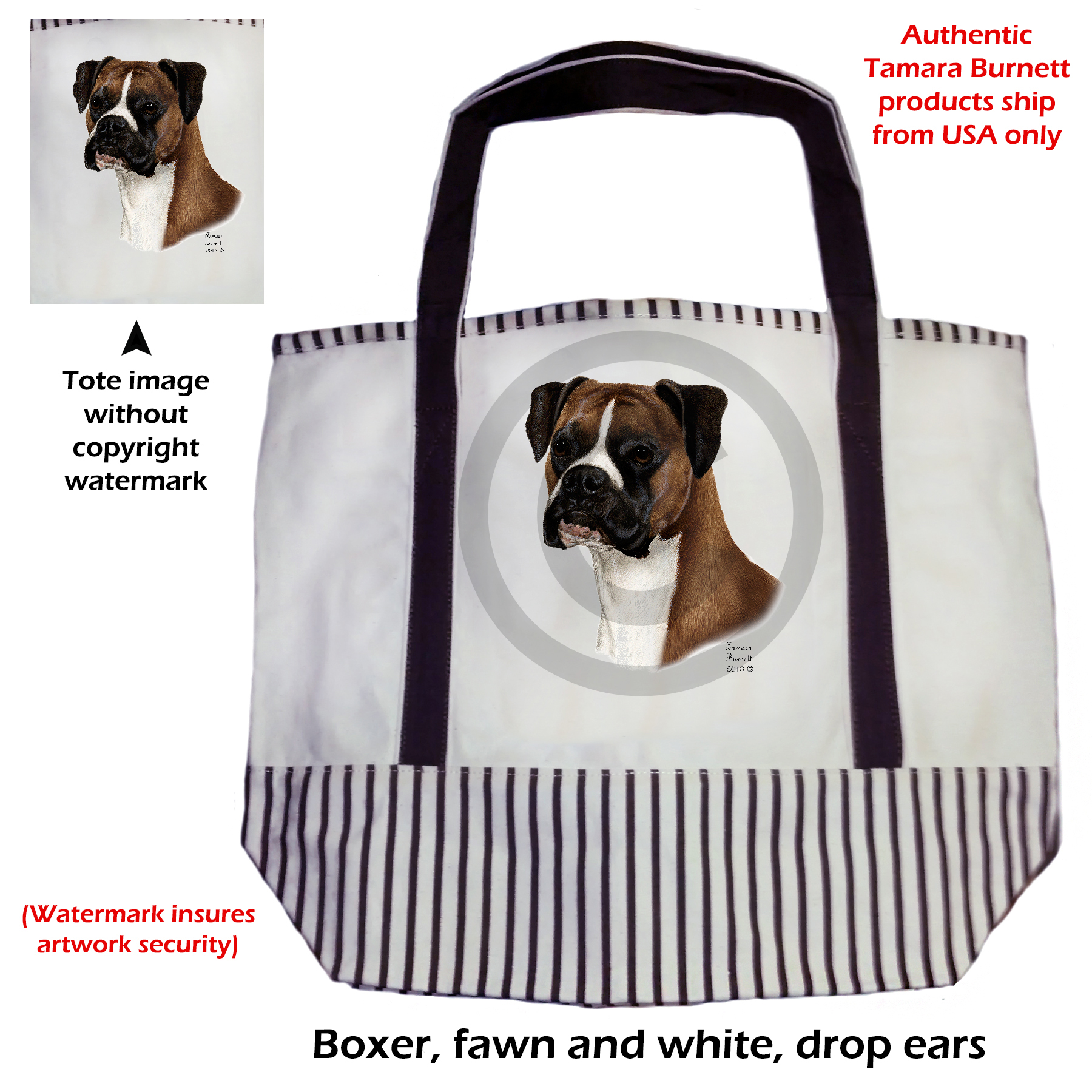 Boxer Fawn Uncrop  Tote Bag Image