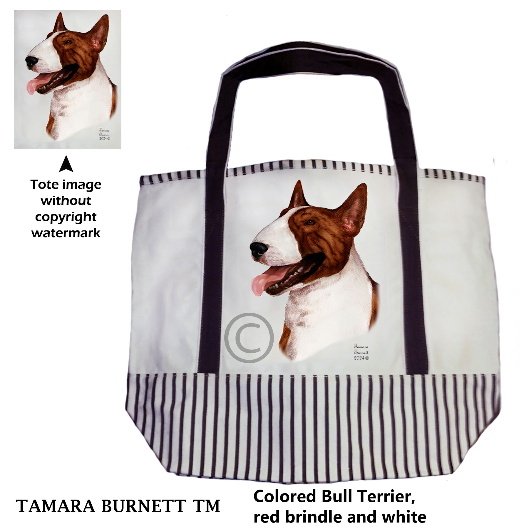 Bull Terrier Red Brindle and White Tote Bag image